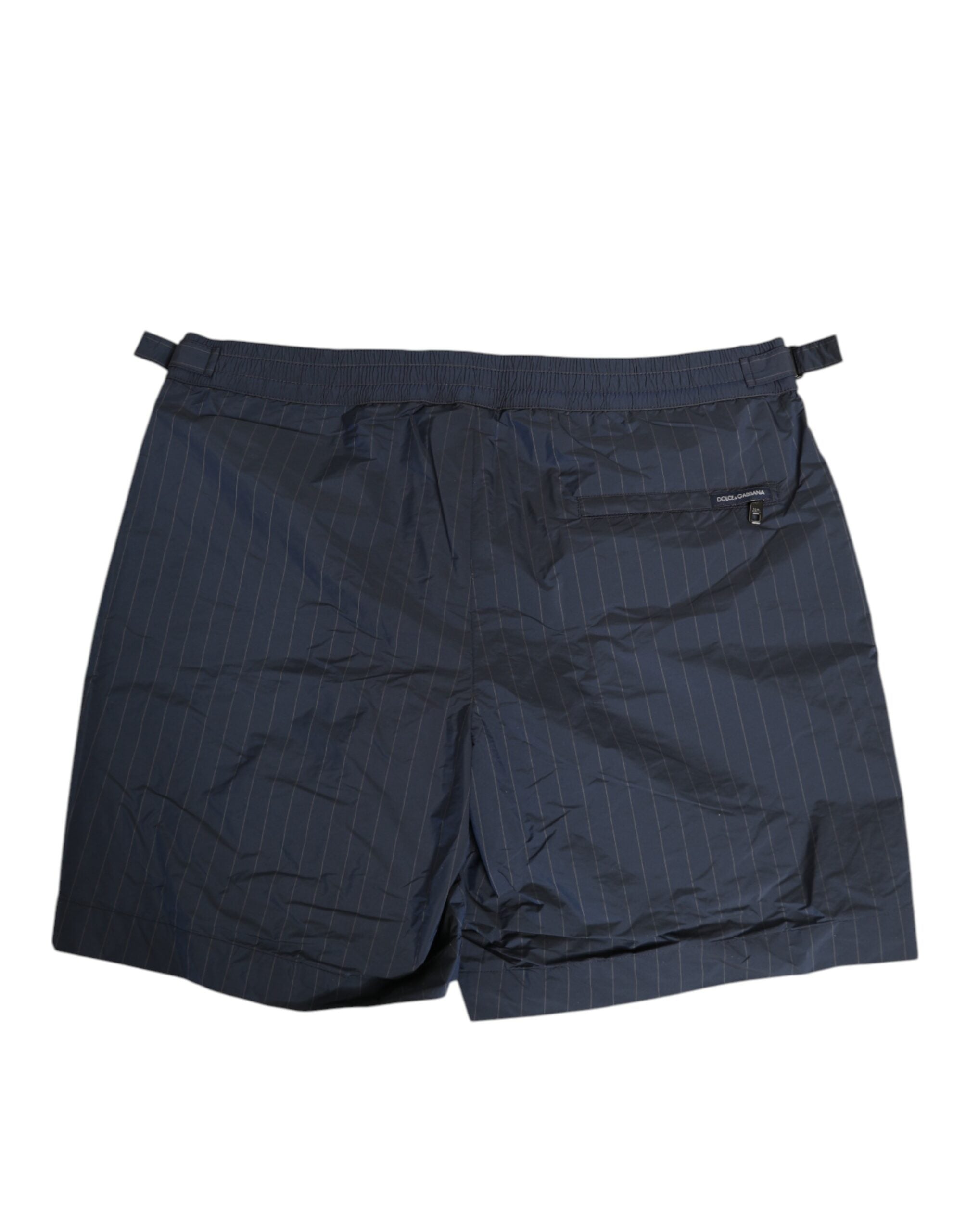 Dolce & Gabbana Navy Blue Polyester Pinstripe Men Shorts Swimwear Dolce & Gabbana
