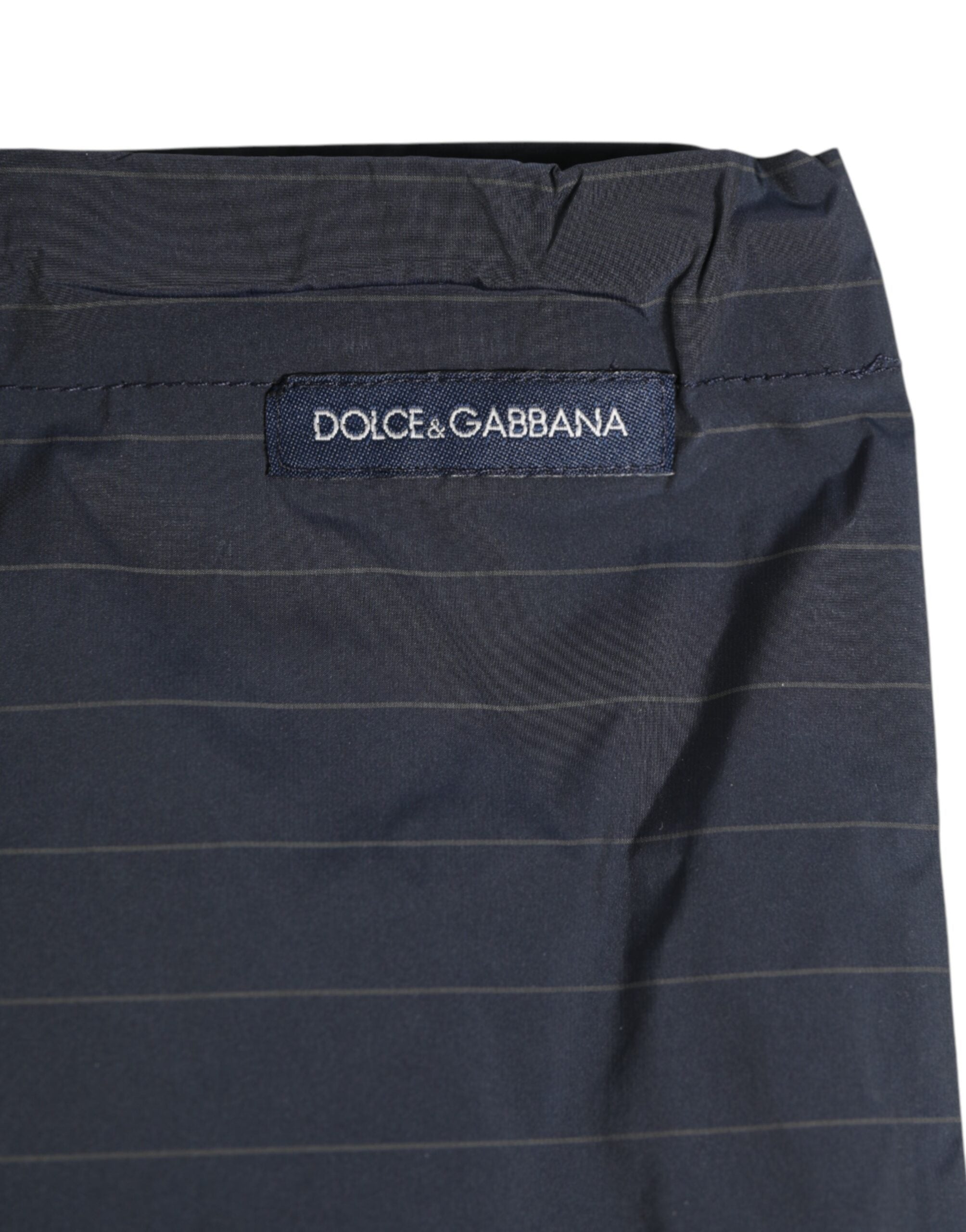 Dolce & Gabbana Navy Blue Polyester Pinstripe Men Shorts Swimwear Dolce & Gabbana
