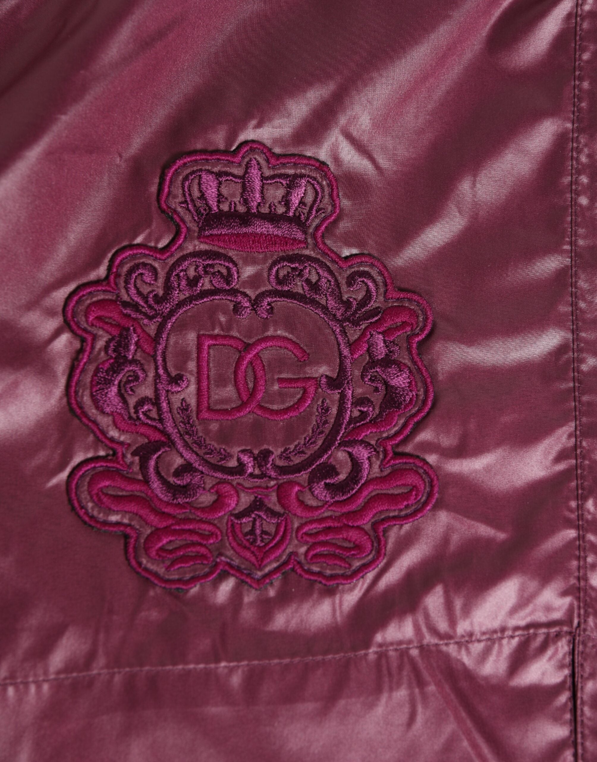 Dolce & Gabbana Burgundy Polyester Logo Embossed Crest Swimwear Dolce & Gabbana