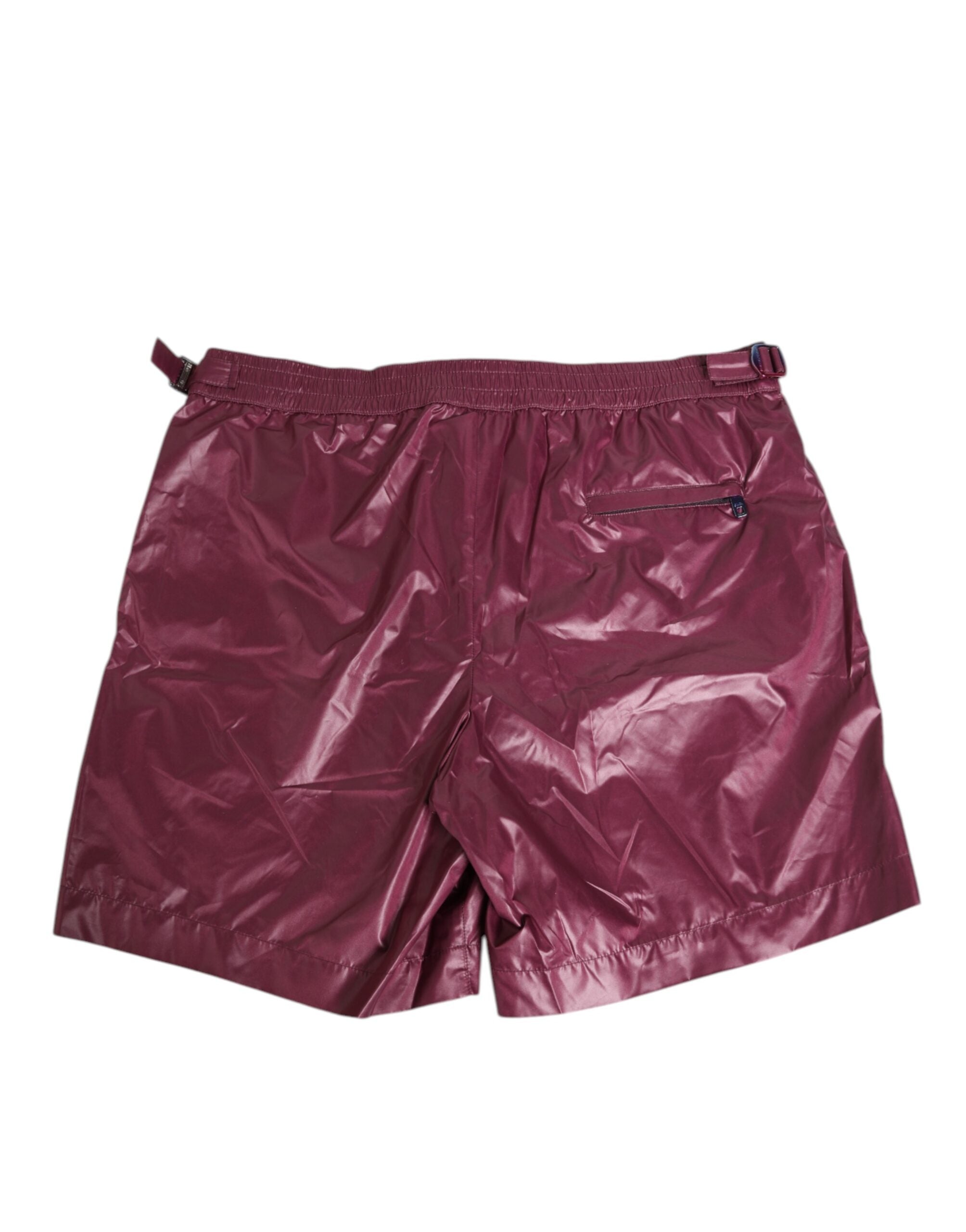 Dolce & Gabbana Burgundy Polyester Logo Embossed Crest Swimwear Dolce & Gabbana