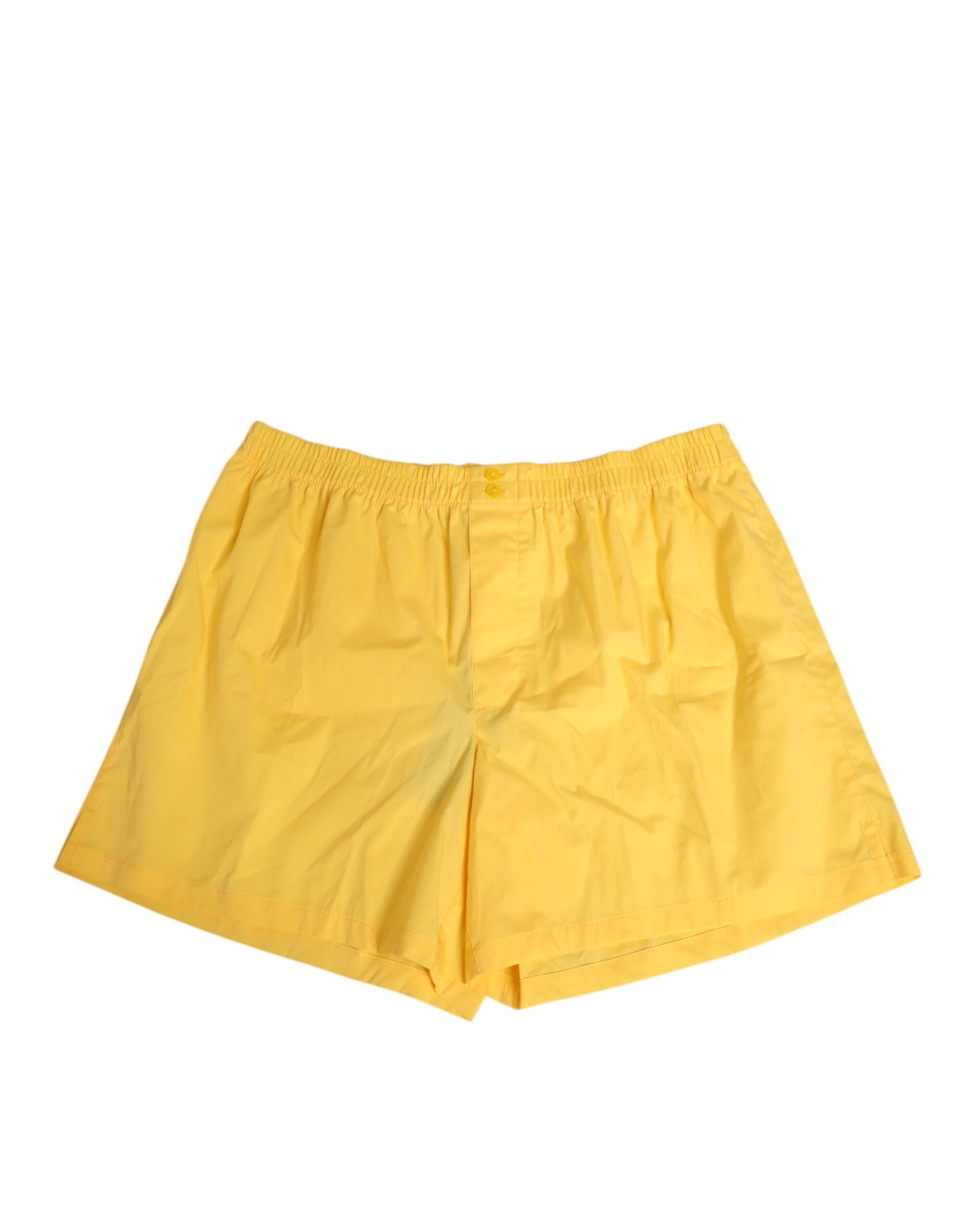 Dolce & Gabbana Yellow Cotton Elastic Waistband Short Swimwear Dolce & Gabbana