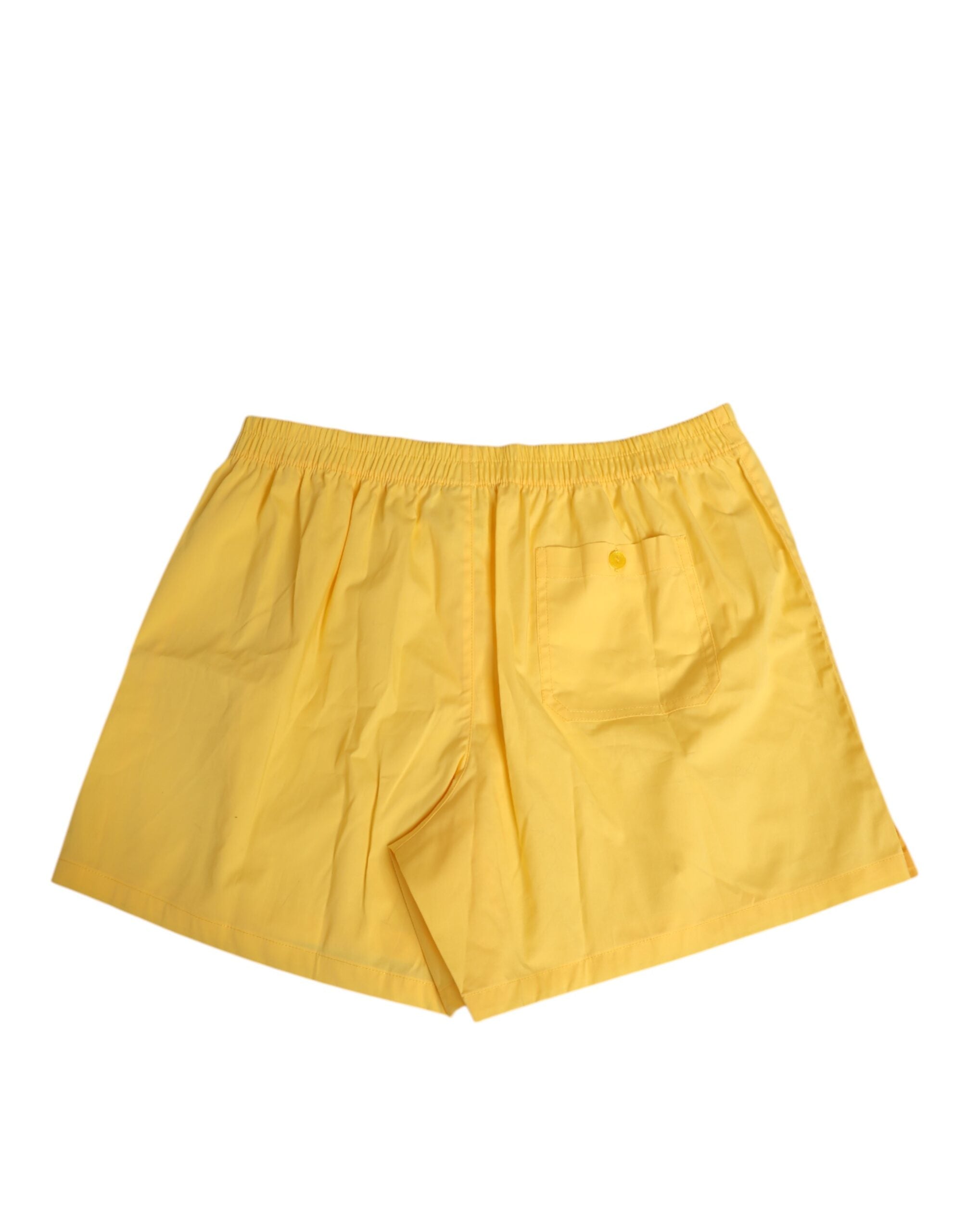Dolce & Gabbana Yellow Cotton Elastic Waistband Short Swimwear Dolce & Gabbana