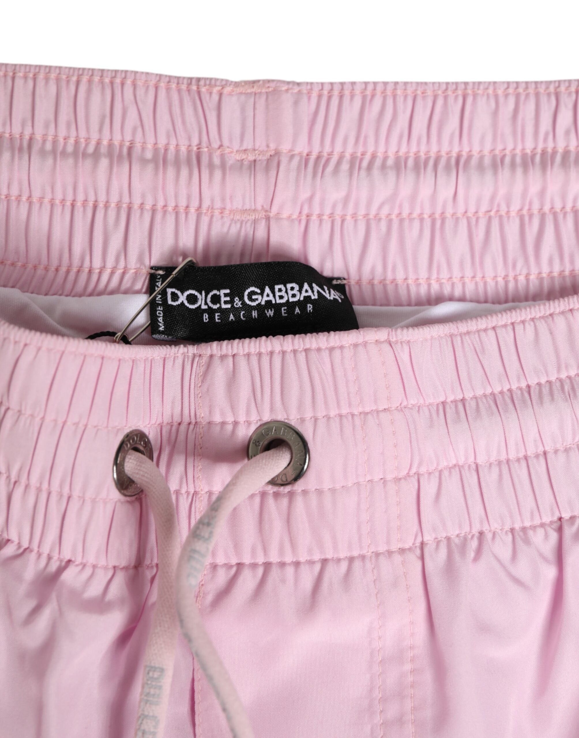 Dolce & Gabbana Pink Nylon Logo Side Stripe Beachwear Men Swimwear Dolce & Gabbana