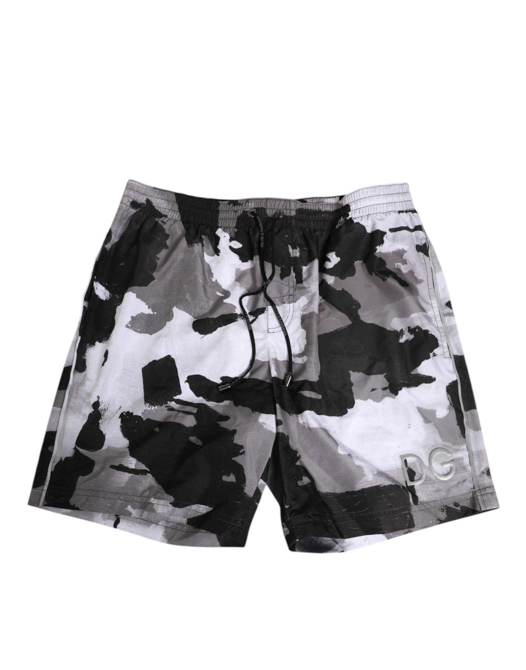Dolce & Gabbana Black White Camouflage DG Logo Men Swimwear Dolce & Gabbana