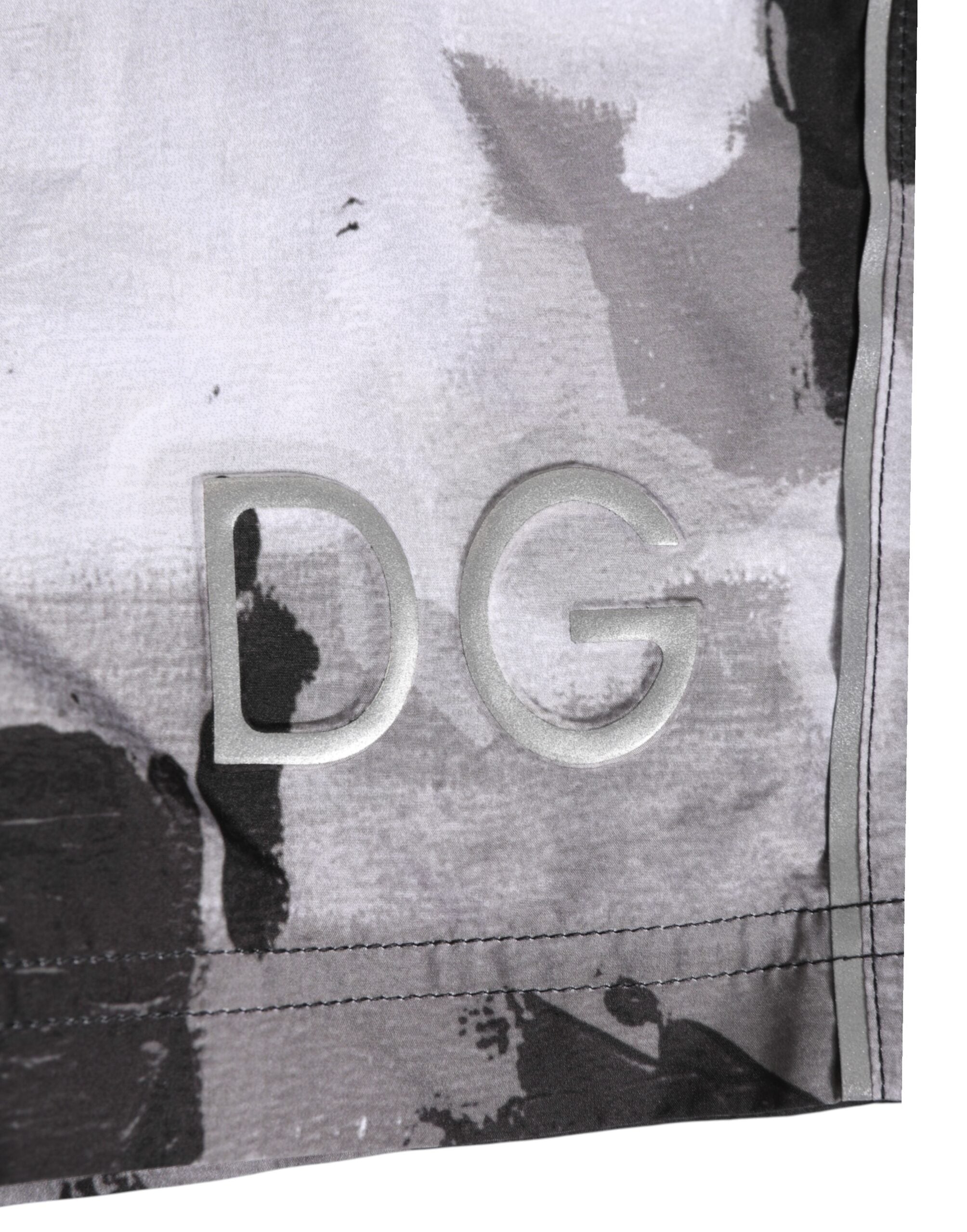 Dolce & Gabbana Black White Camouflage DG Logo Men Swimwear Dolce & Gabbana
