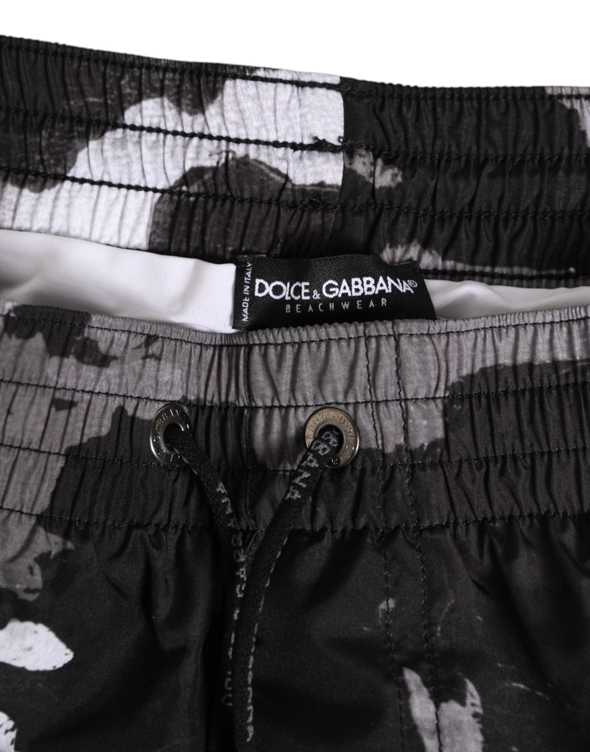Dolce & Gabbana Black White Camouflage DG Logo Men Swimwear Dolce & Gabbana