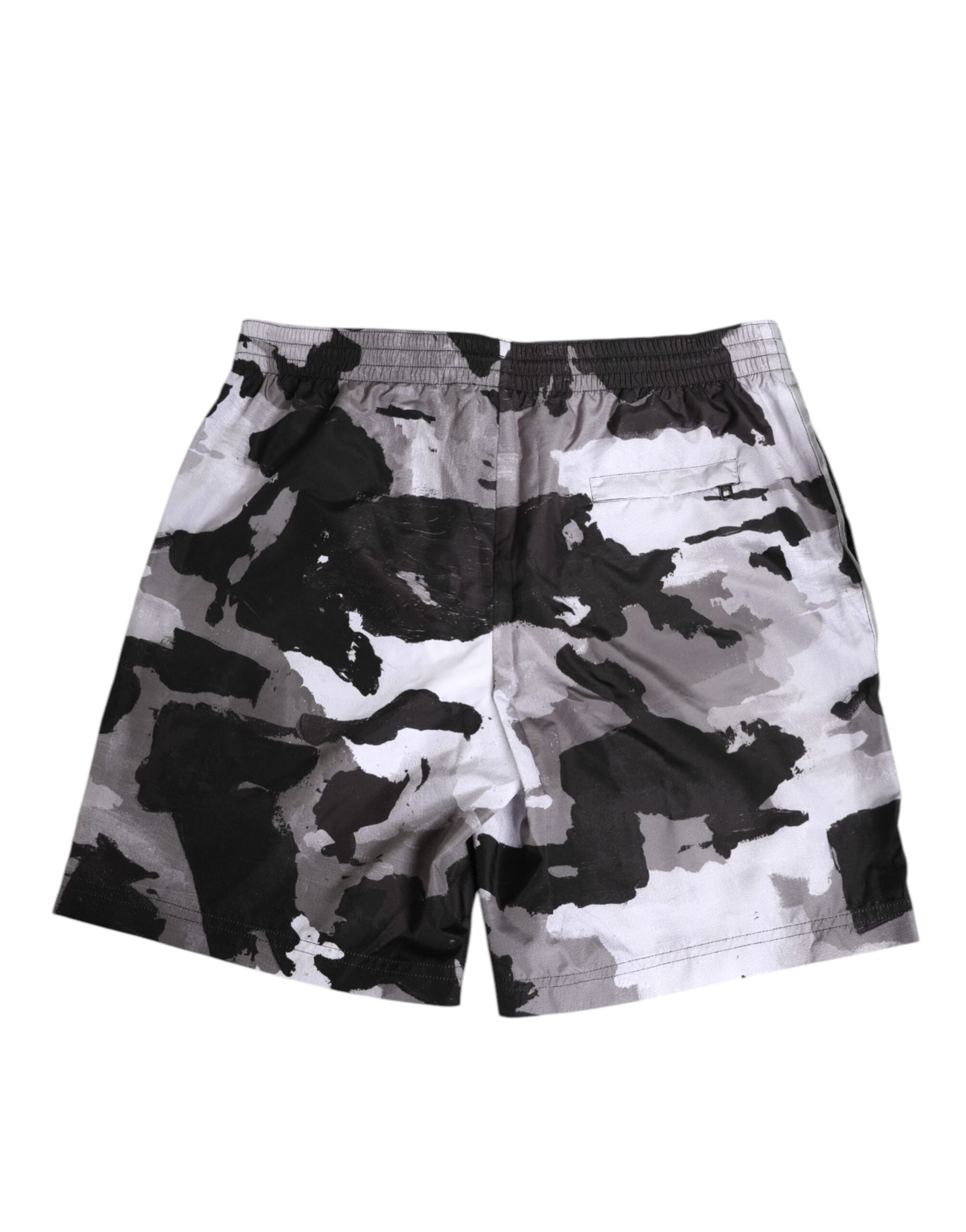 Dolce & Gabbana Black White Camouflage DG Logo Men Swimwear Dolce & Gabbana