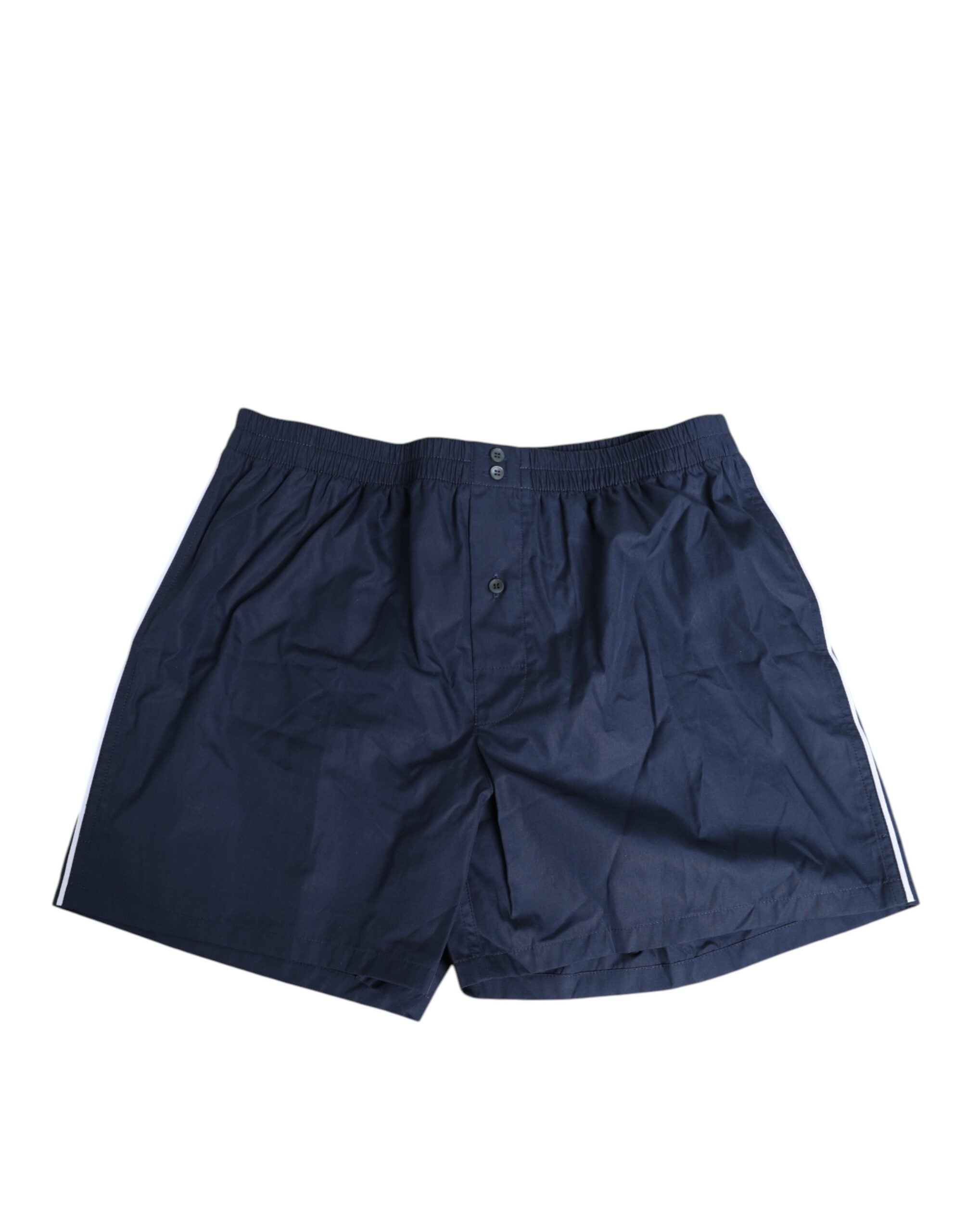 Dolce & Gabbana Navy Blue Cotton Elastic Waistband Button Swimwear Dolce & Gabbana