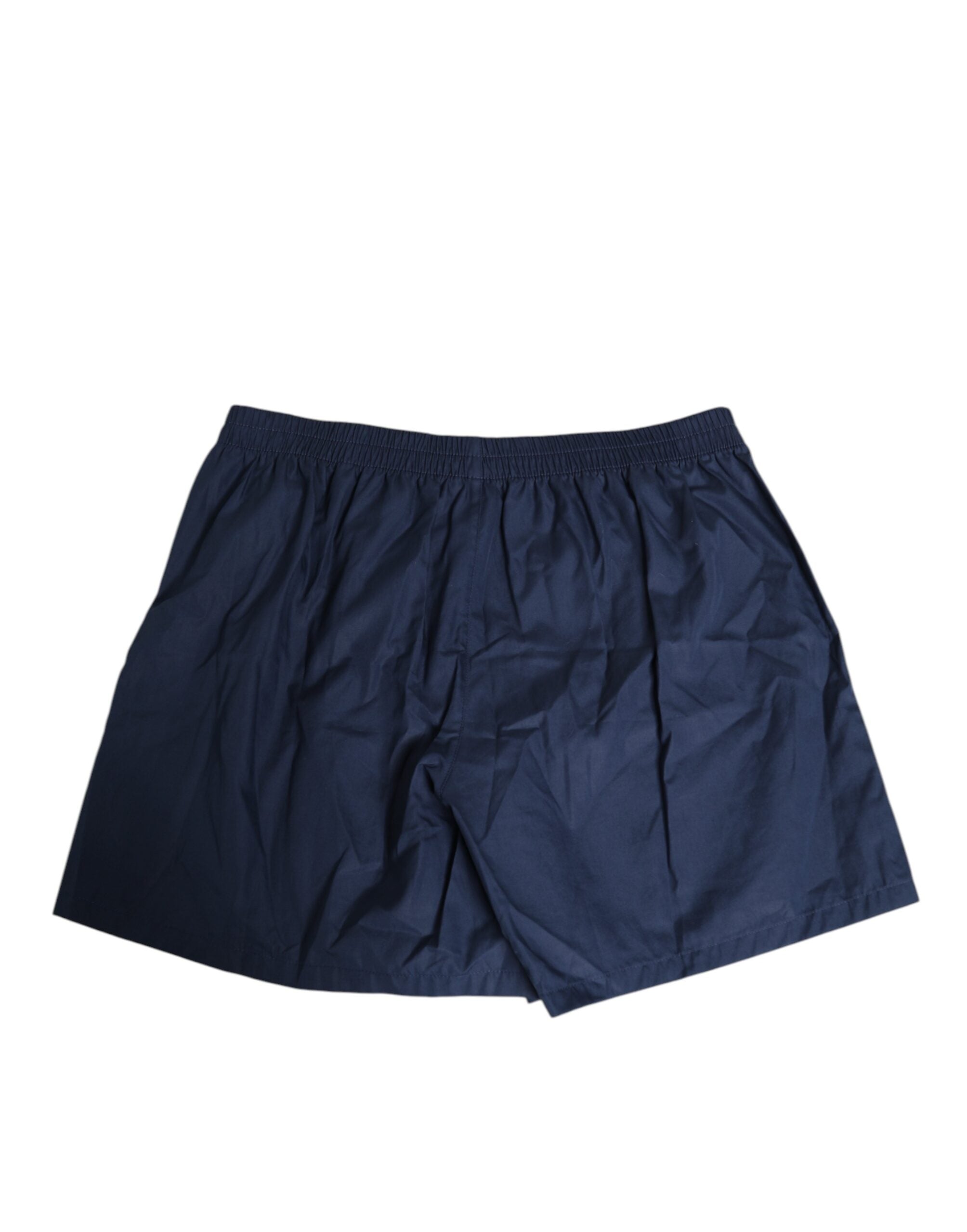 Dolce & Gabbana Navy Blue Cotton Elastic Waistband Button Swimwear Dolce & Gabbana