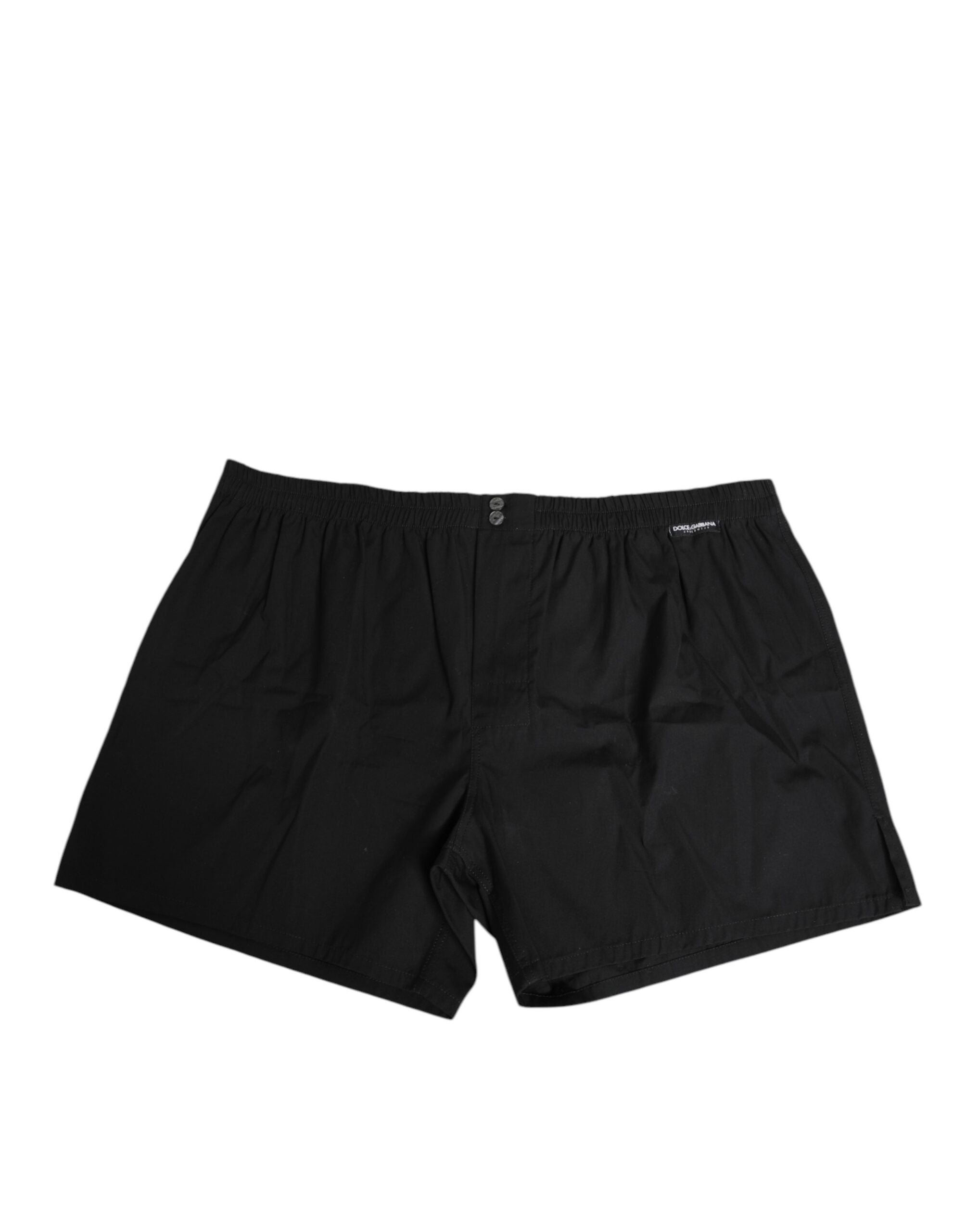 Dolce & Gabbana Black Cotton Elastic Waistband Button Swimwear Dolce & Gabbana
