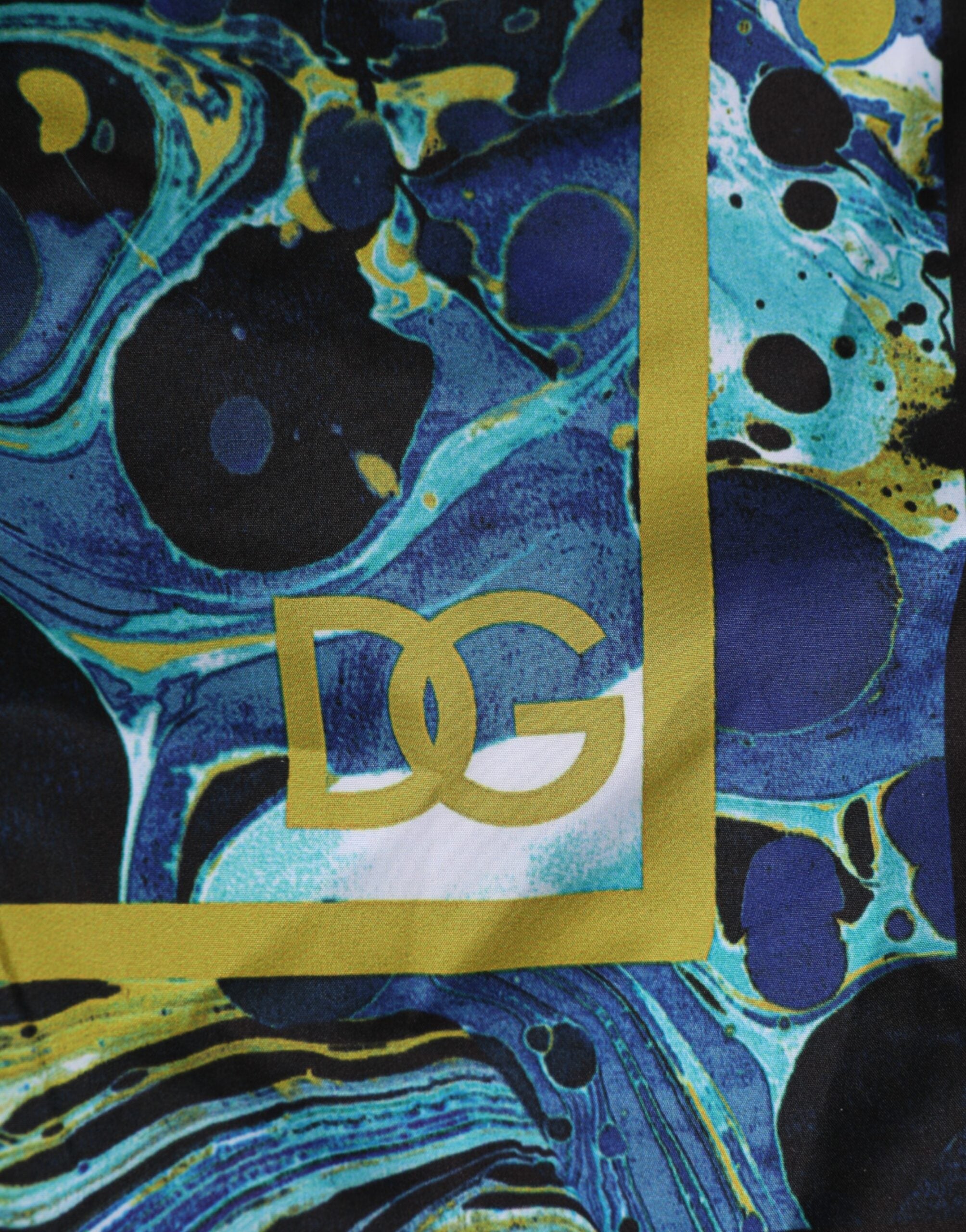 Dolce & Gabbana Blue Marble Print Logo Men Boxer Short Swimwear Dolce & Gabbana