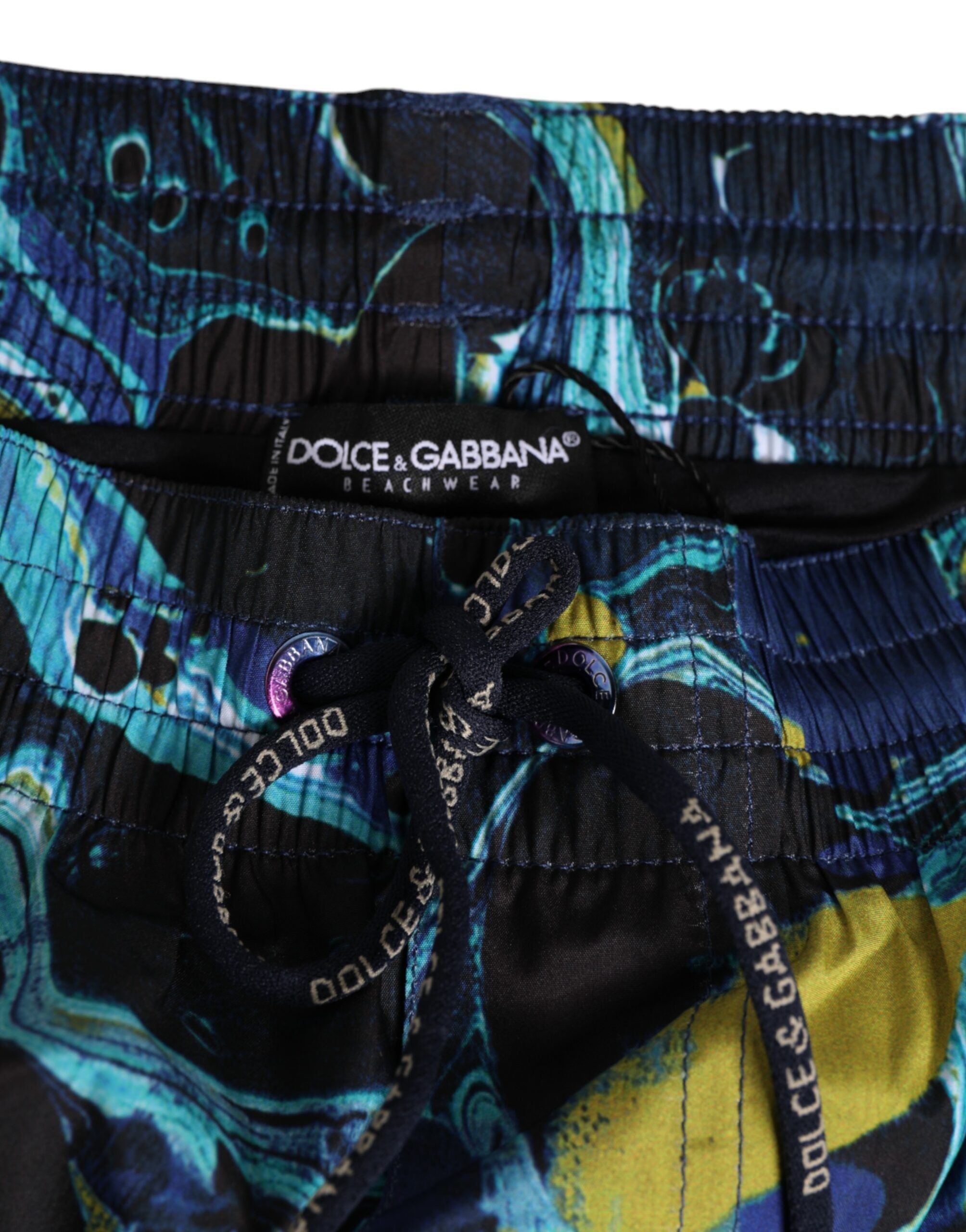 Dolce & Gabbana Blue Marble Print Logo Men Boxer Short Swimwear Dolce & Gabbana