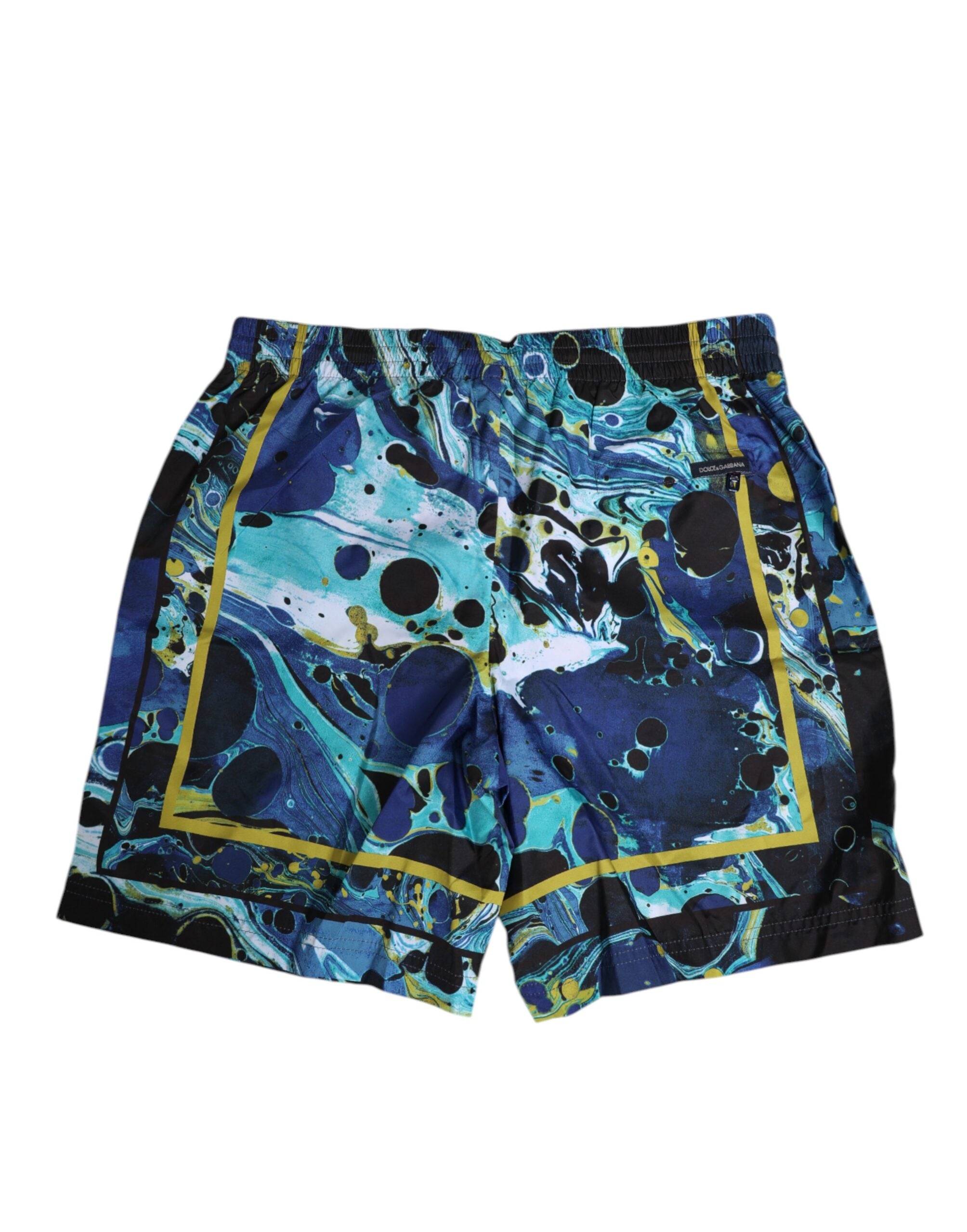 Dolce & Gabbana Blue Marble Print Logo Men Boxer Short Swimwear Dolce & Gabbana
