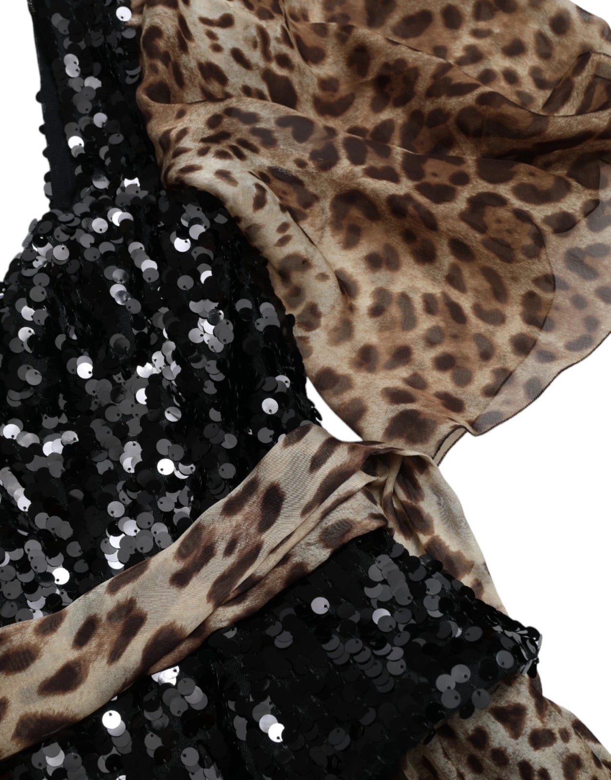 Dolce & Gabbana Leopard Print Silk Sequin Ruffle Maxi Dress Dolce & Gabbana