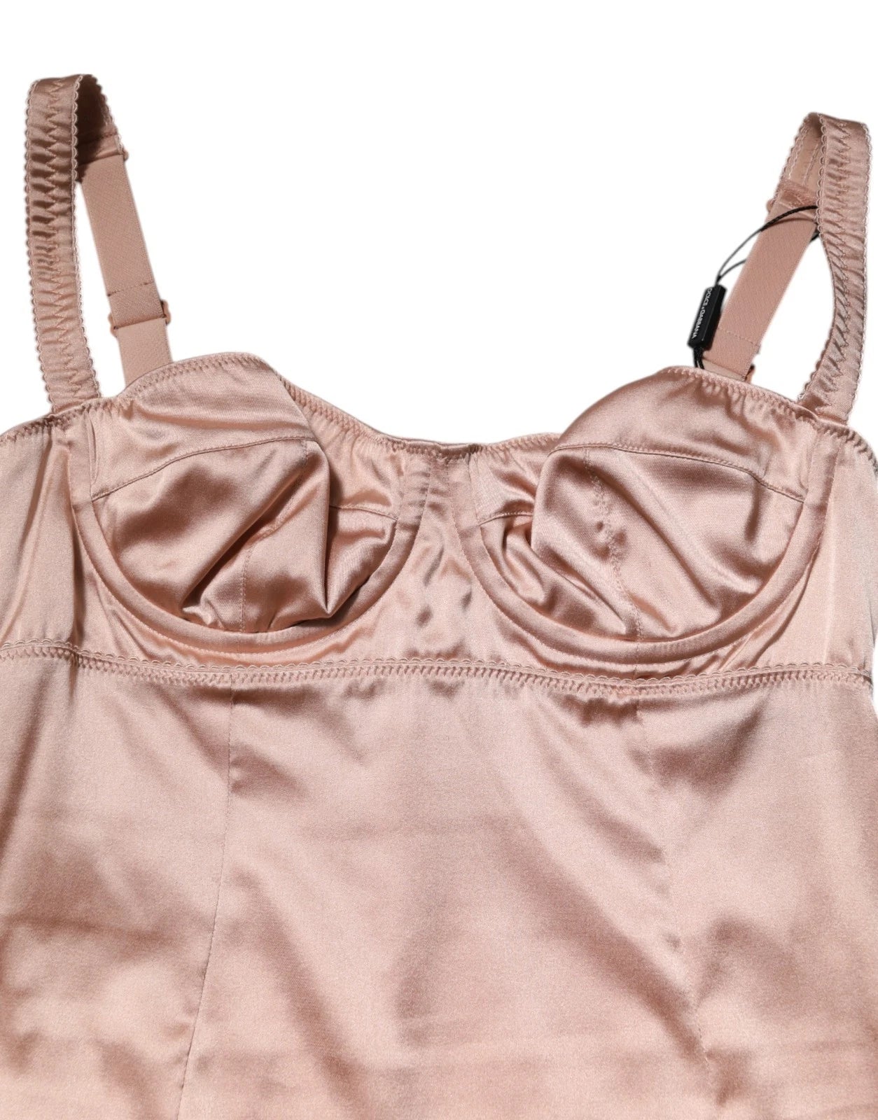 Dolce & Gabbana Blush Pink Silk Satin Bustier Midi Bodycon Dress Dolce & Gabbana