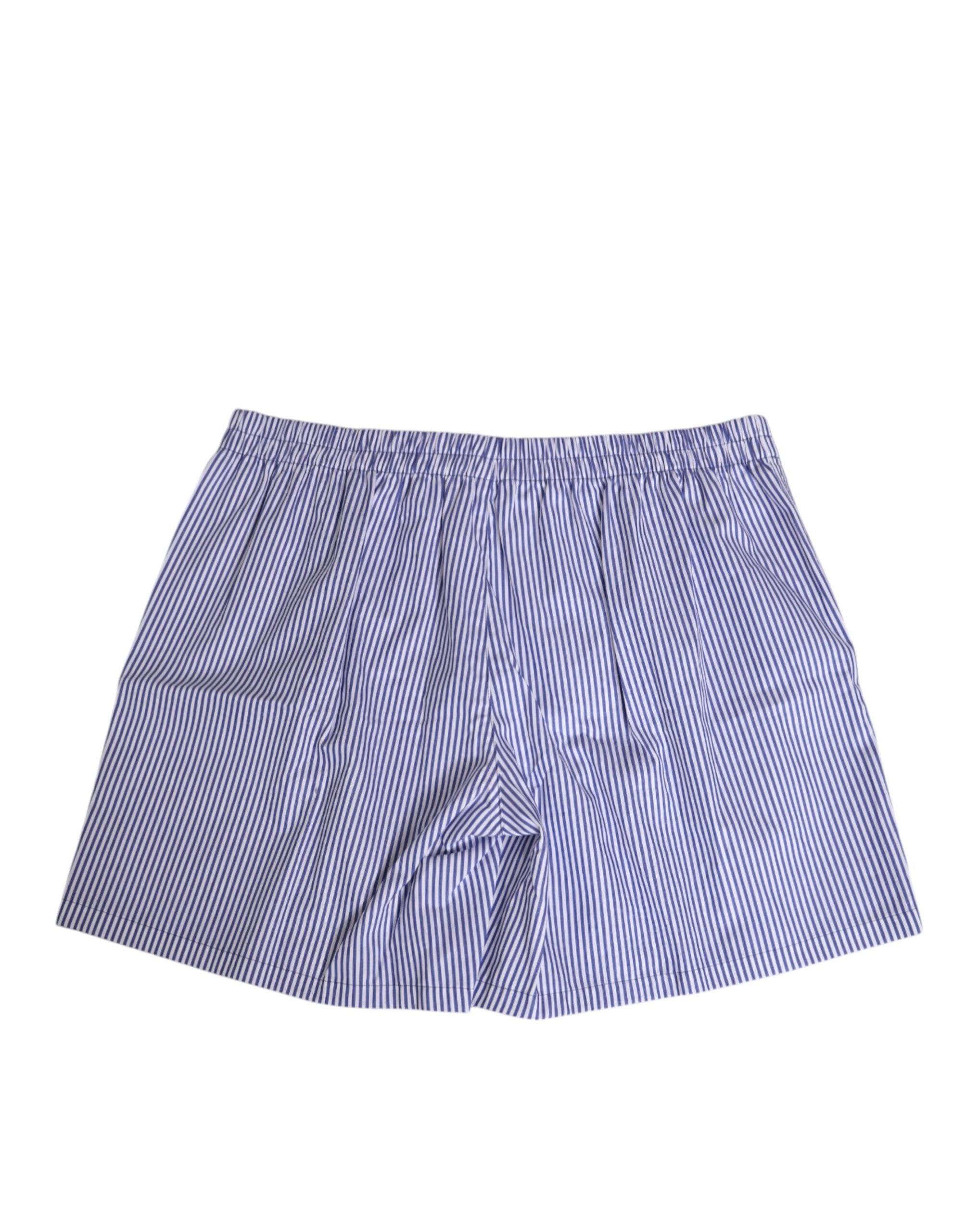 Dolce & Gabbana Blue White Cotton Striped Button Fly Shorts Swimwear Dolce & Gabbana