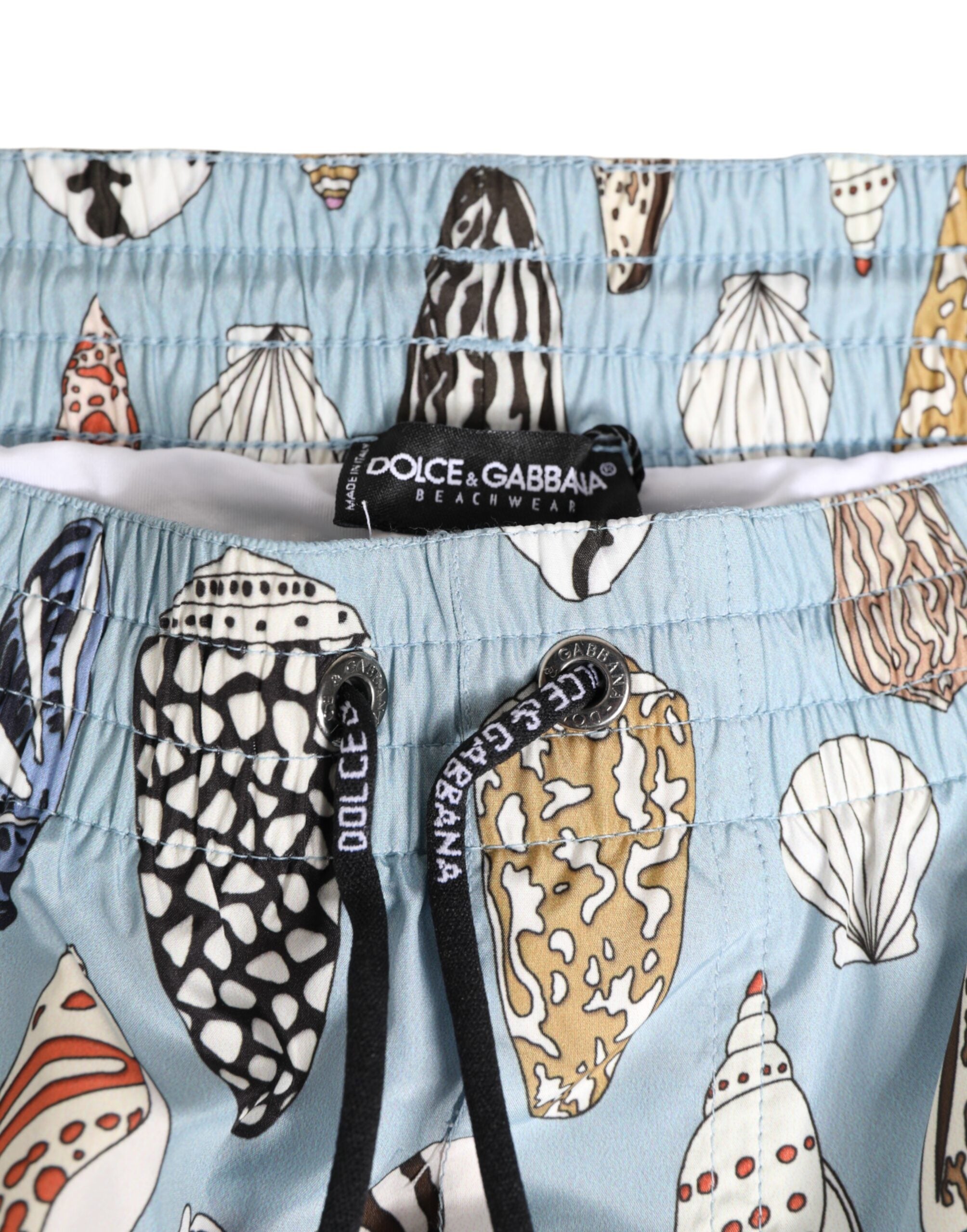 Dolce & Gabbana Blue Seashell Print Nylon Men Shorts Swimwear Dolce & Gabbana