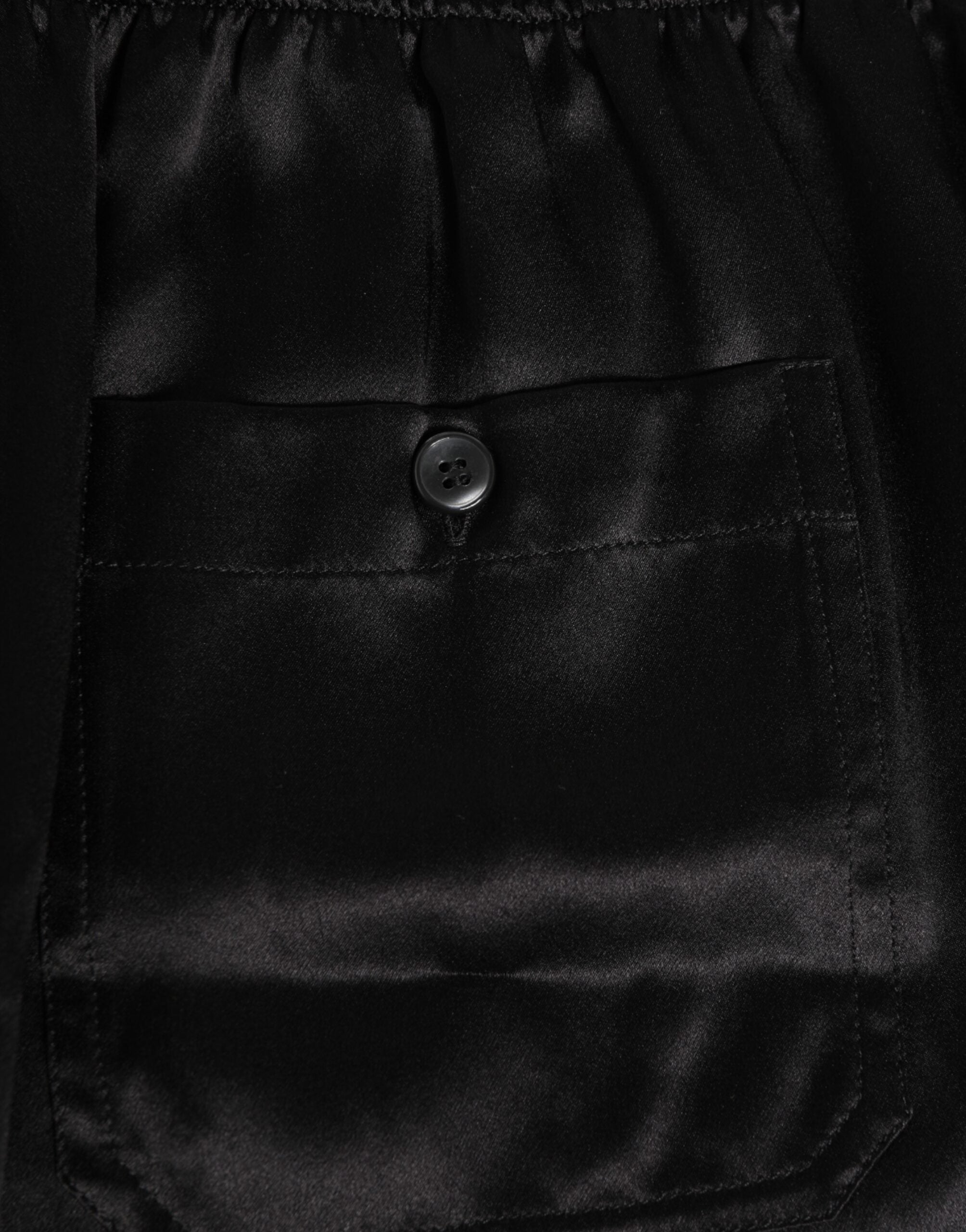 Dolce & Gabbana Black Silk Satin Elastic Men Boxer Short Swimwear Dolce & Gabbana