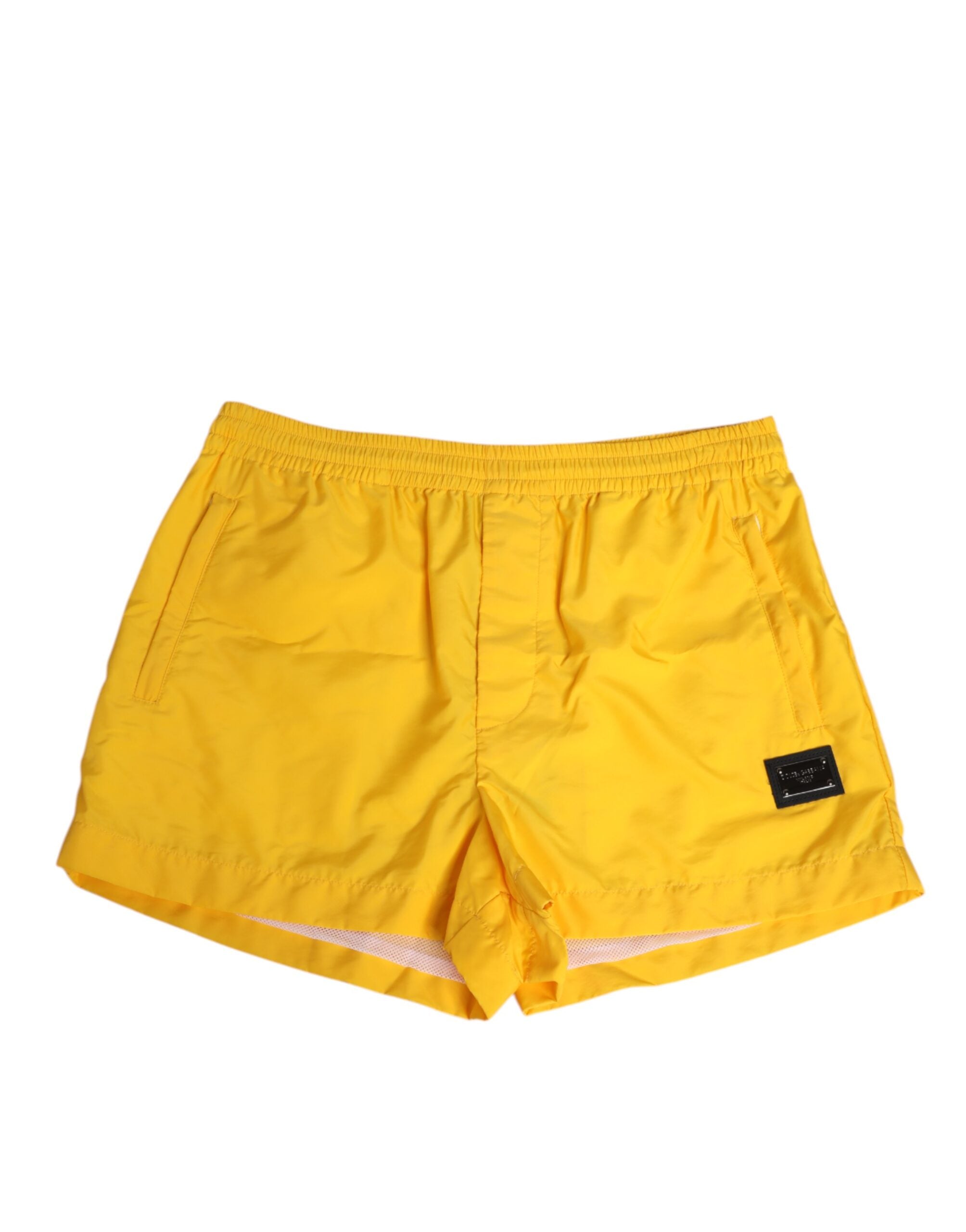 Dolce & Gabbana Yellow Nylon Logo Plaque Boxer Shorts Swimwear Dolce & Gabbana