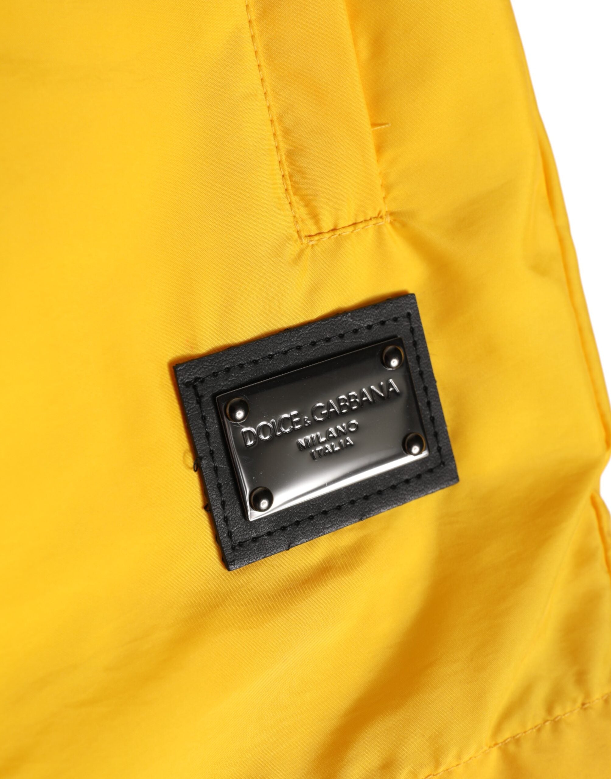 Dolce & Gabbana Yellow Nylon Logo Plaque Boxer Shorts Swimwear Dolce & Gabbana