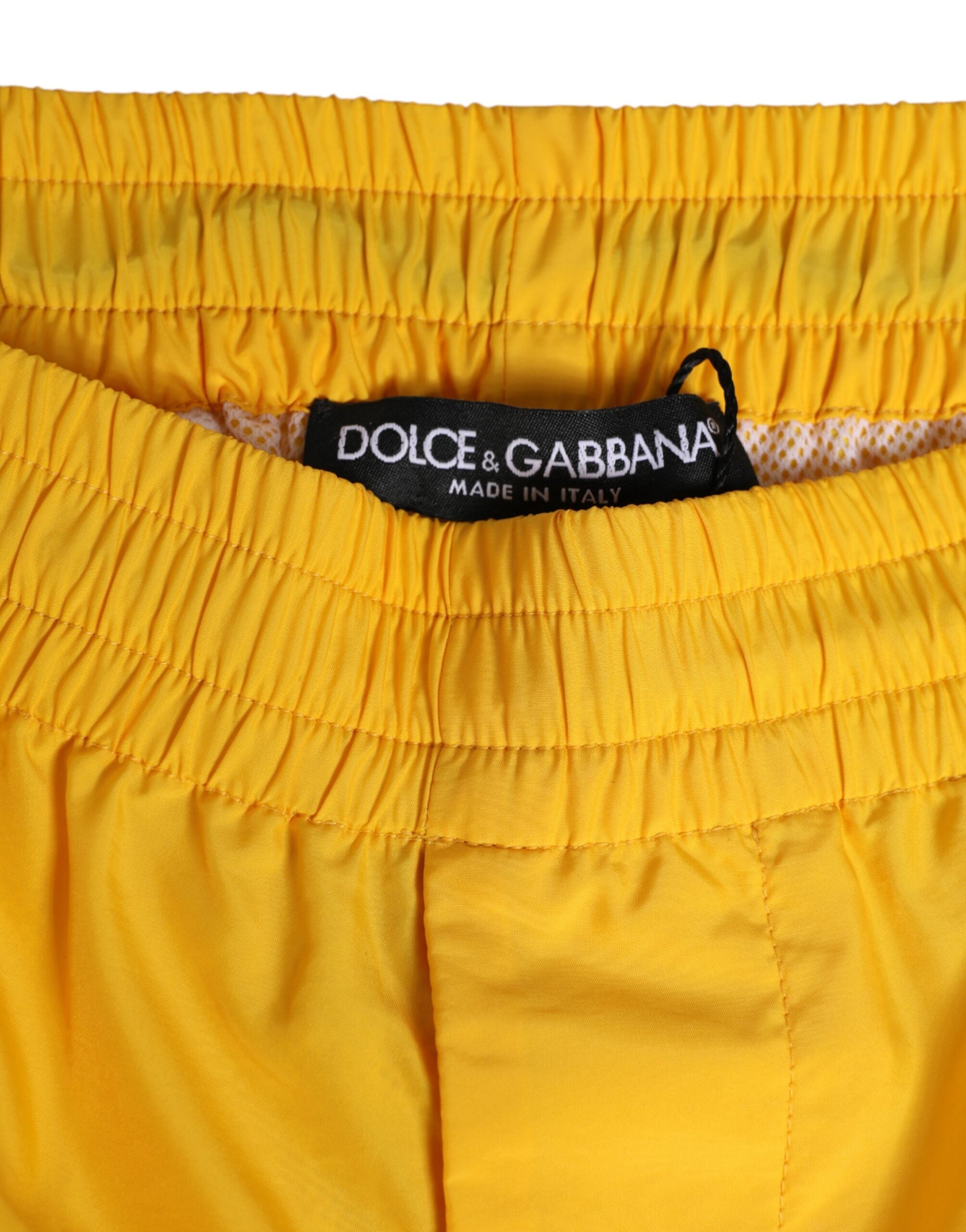 Dolce & Gabbana Yellow Nylon Logo Plaque Boxer Shorts Swimwear Dolce & Gabbana