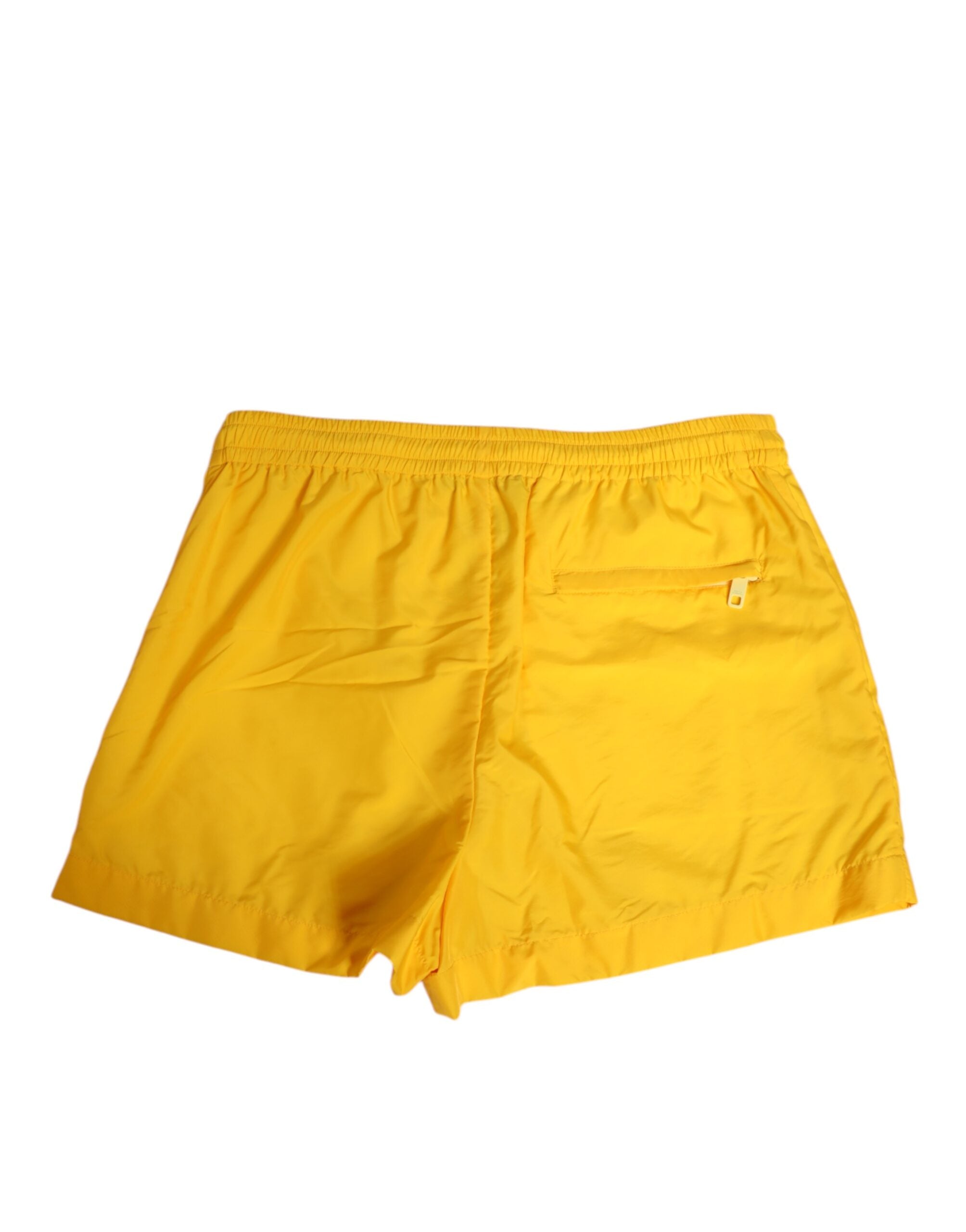 Dolce & Gabbana Yellow Nylon Logo Plaque Boxer Shorts Swimwear Dolce & Gabbana