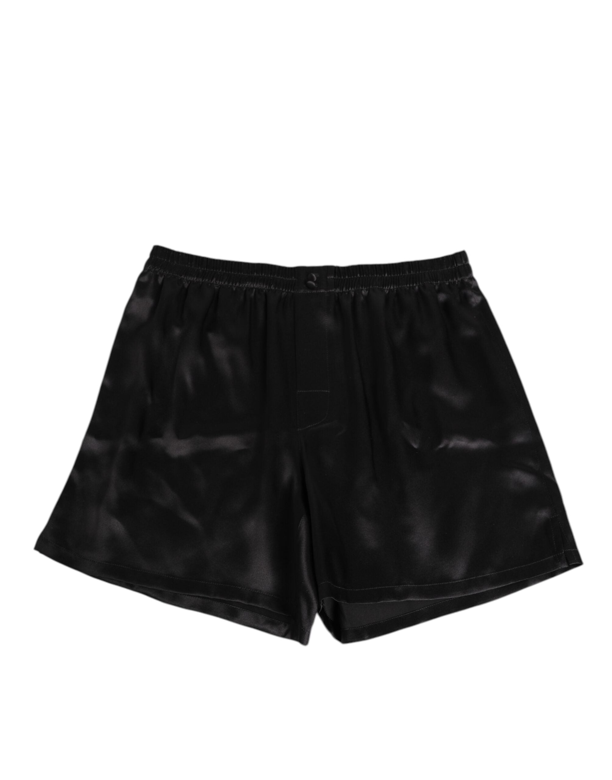Dolce & Gabbana Black Silk Satin Elastic Men Boxer Short Swimwear Dolce & Gabbana