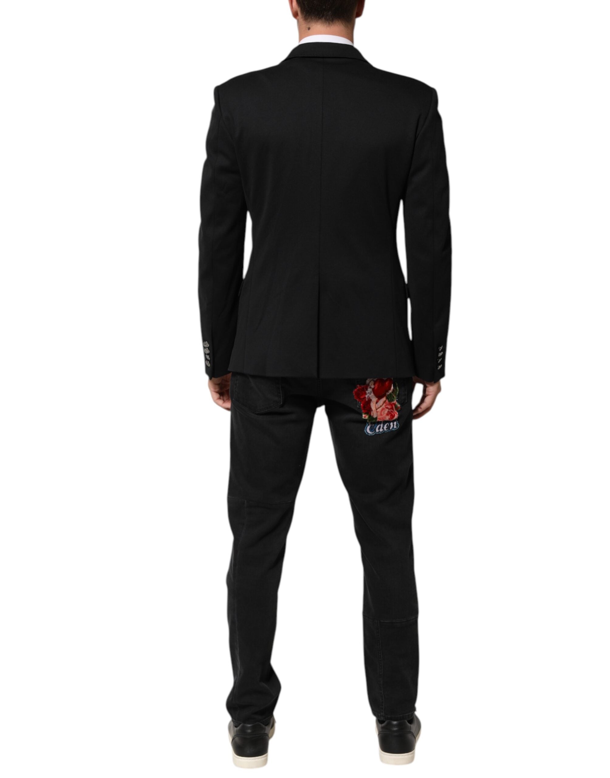 Dolce & Gabbana Dark Blue Cotton Men Jacket Coat Blazer Suit Dolce & Gabbana