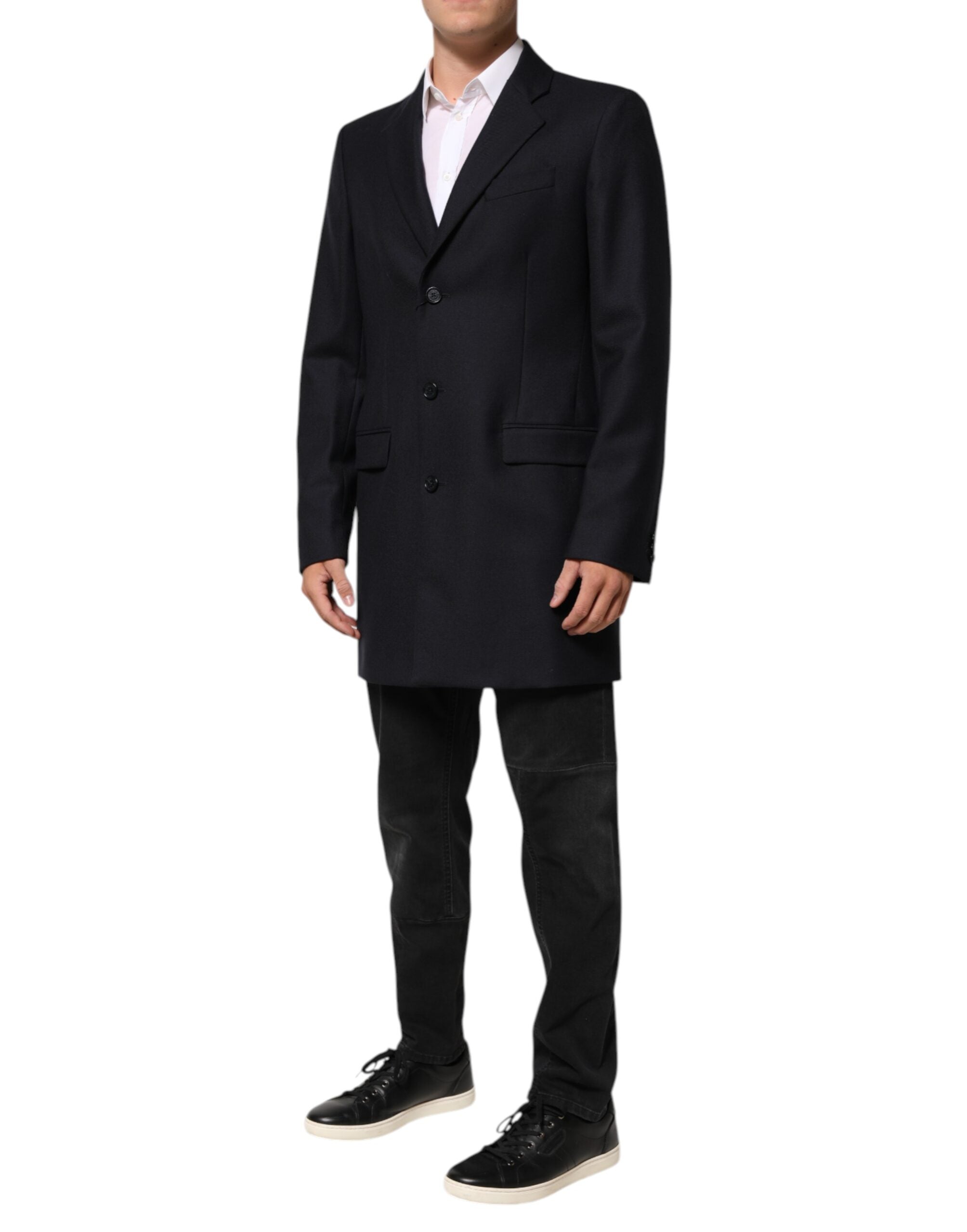 Dolce & Gabbana Dark Blue Wool Men Jacket Coat Blazer Suit Dolce & Gabbana