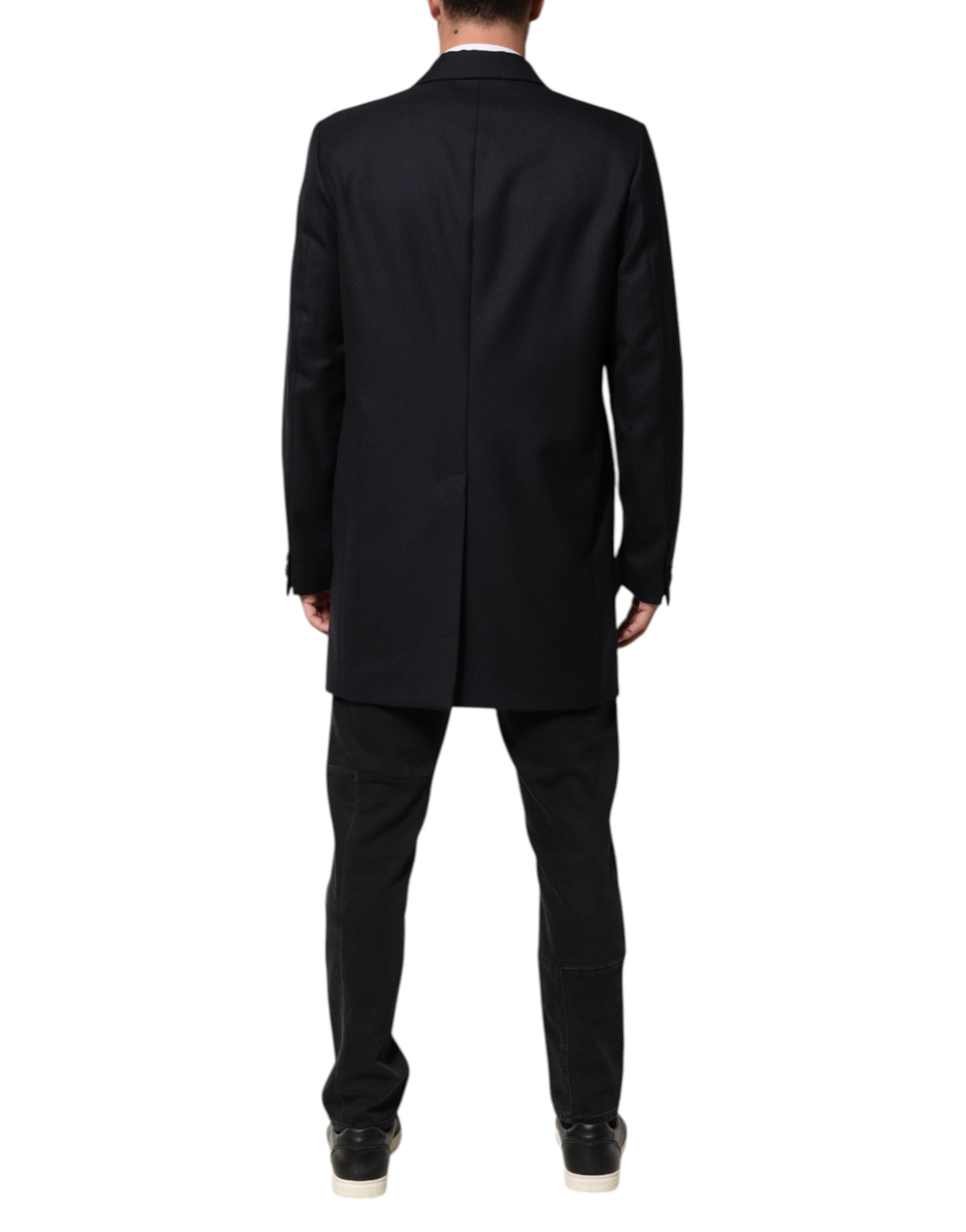 Dolce & Gabbana Dark Blue Wool Men Jacket Coat Blazer Suit Dolce & Gabbana