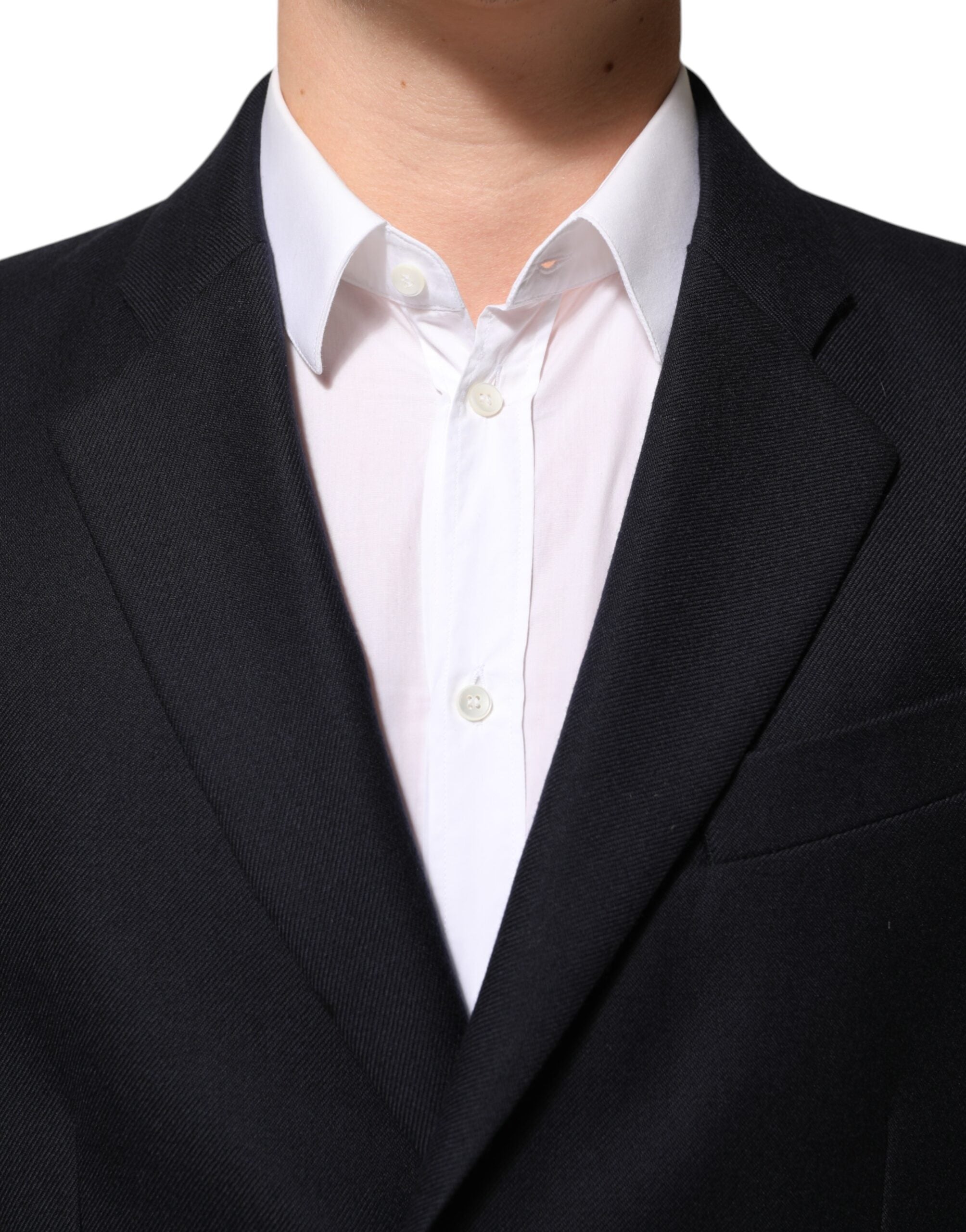 Dolce & Gabbana Dark Blue Wool Men Jacket Coat Blazer Suit Dolce & Gabbana