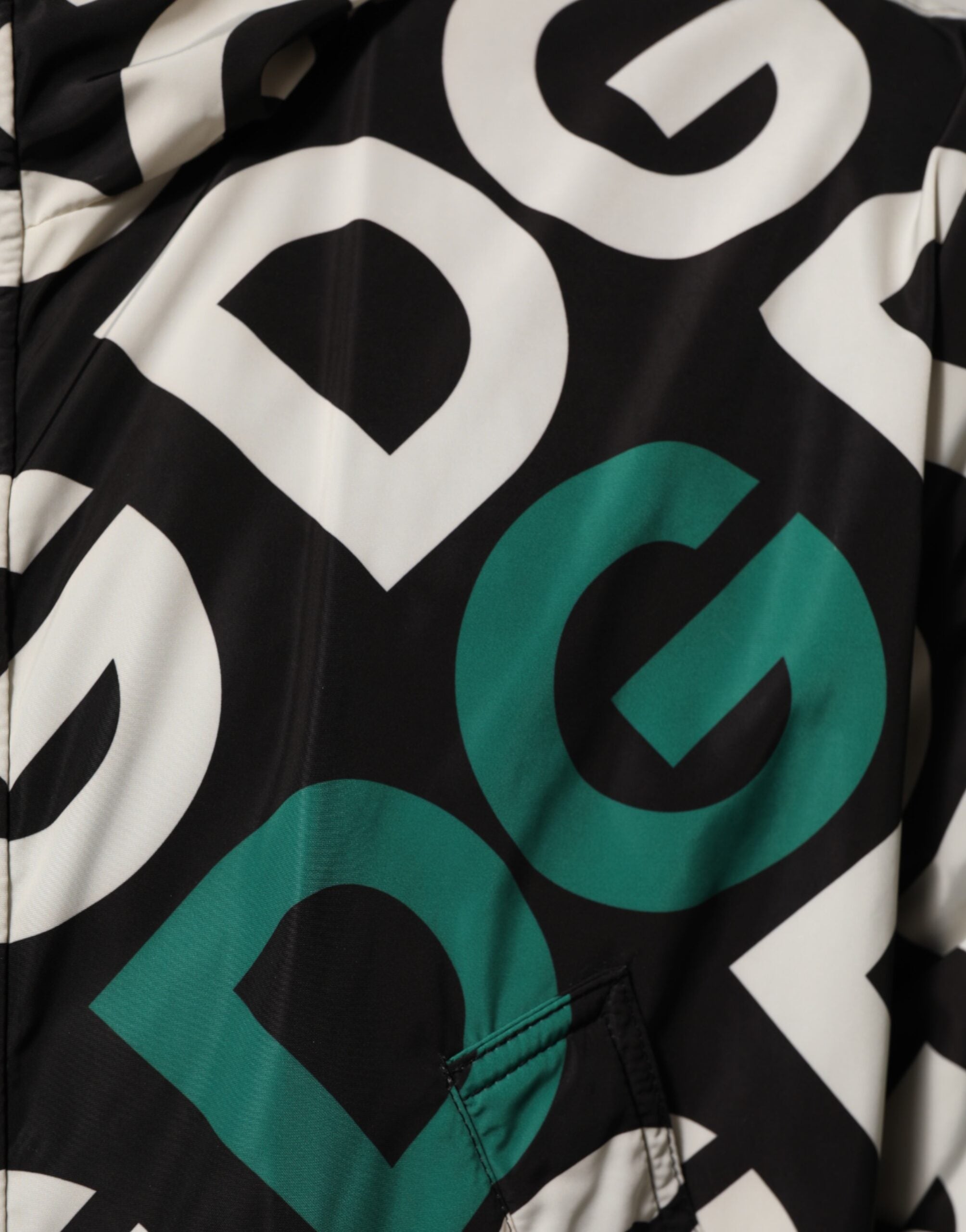 Dolce & Gabbana Black White Logo Print Hooded Coat Men Jacket Dolce & Gabbana