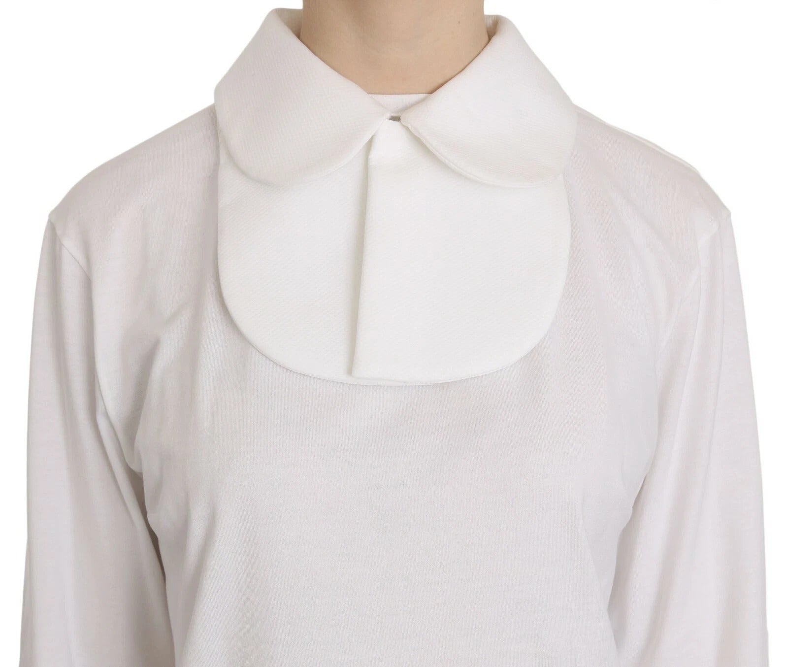 Dolce & Gabbana White Cotton Longsleeve Collared Blouse Dolce & Gabbana
