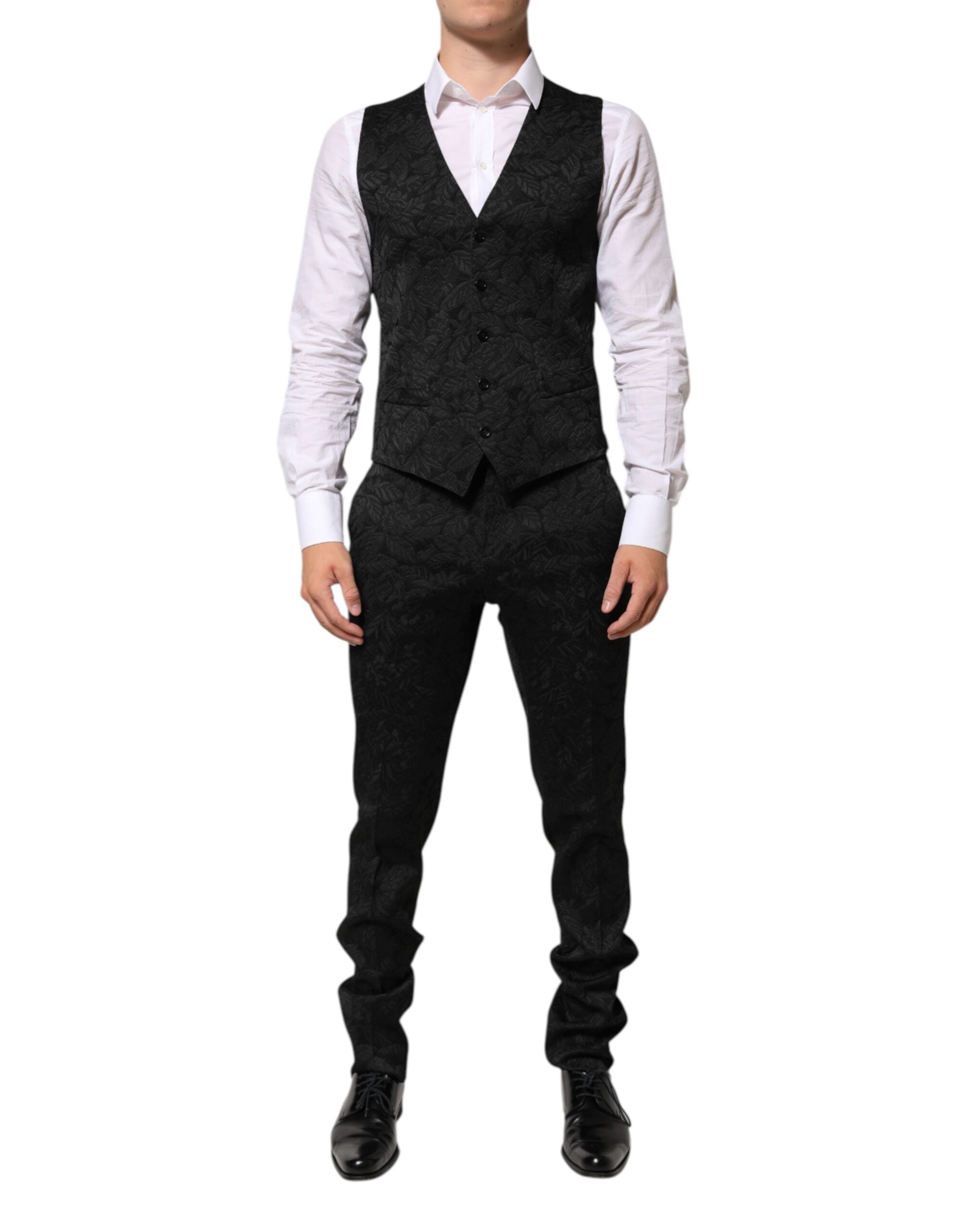 Dolce & Gabbana Black 3 Piece Brocade Jacquard Suit MARTINI Dolce & Gabbana