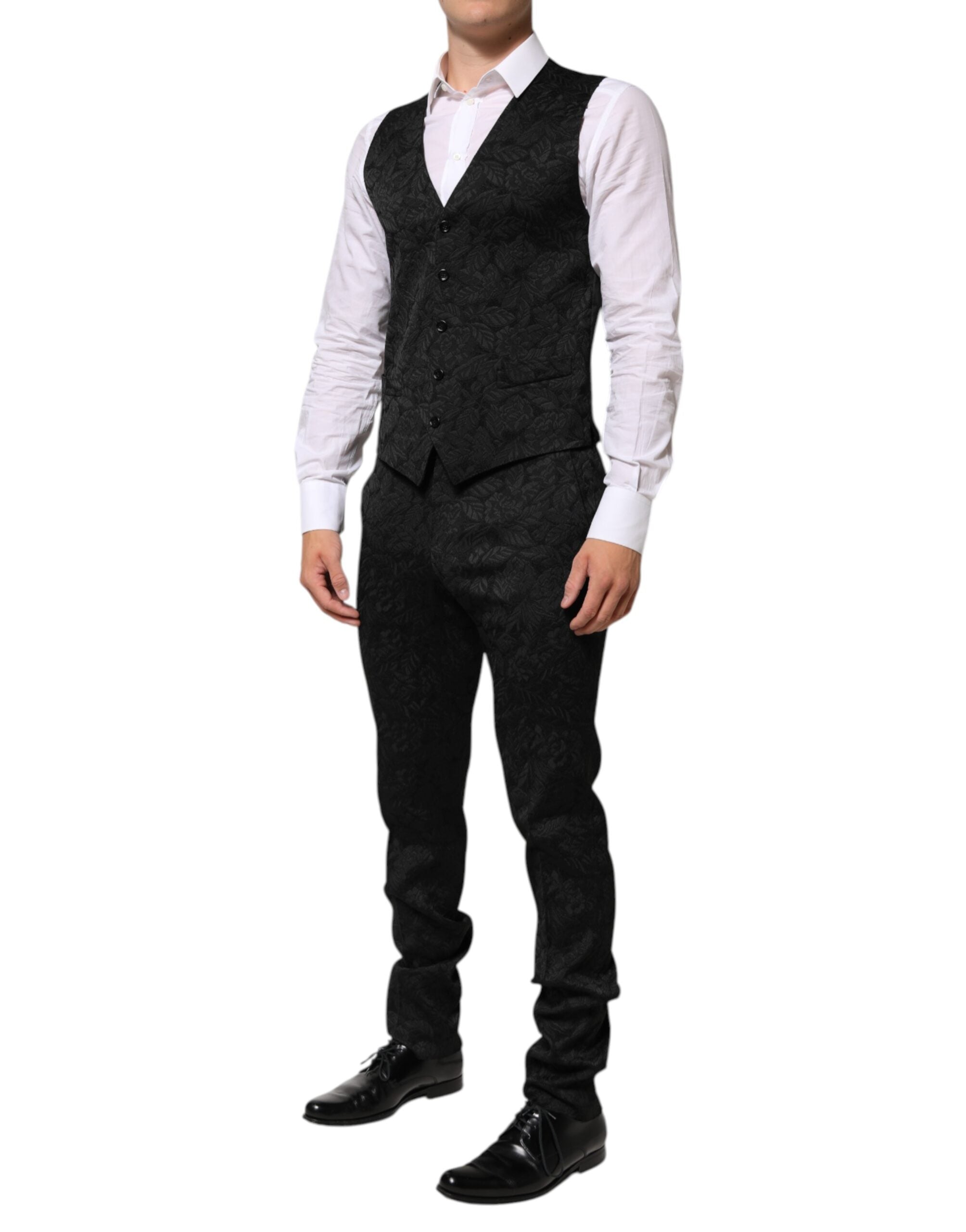 Dolce & Gabbana Black 3 Piece Brocade Jacquard Suit MARTINI Dolce & Gabbana