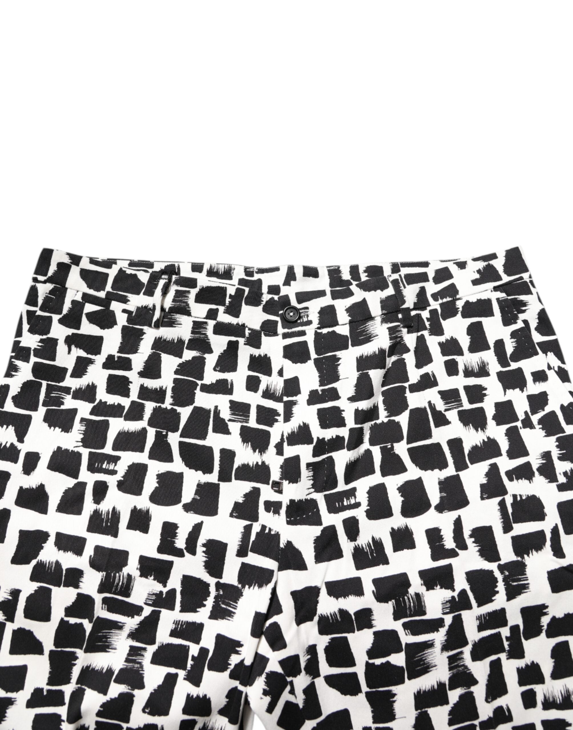 Dolce & Gabbana Black White Abstract Print Cotton Blend Pants Dolce & Gabbana