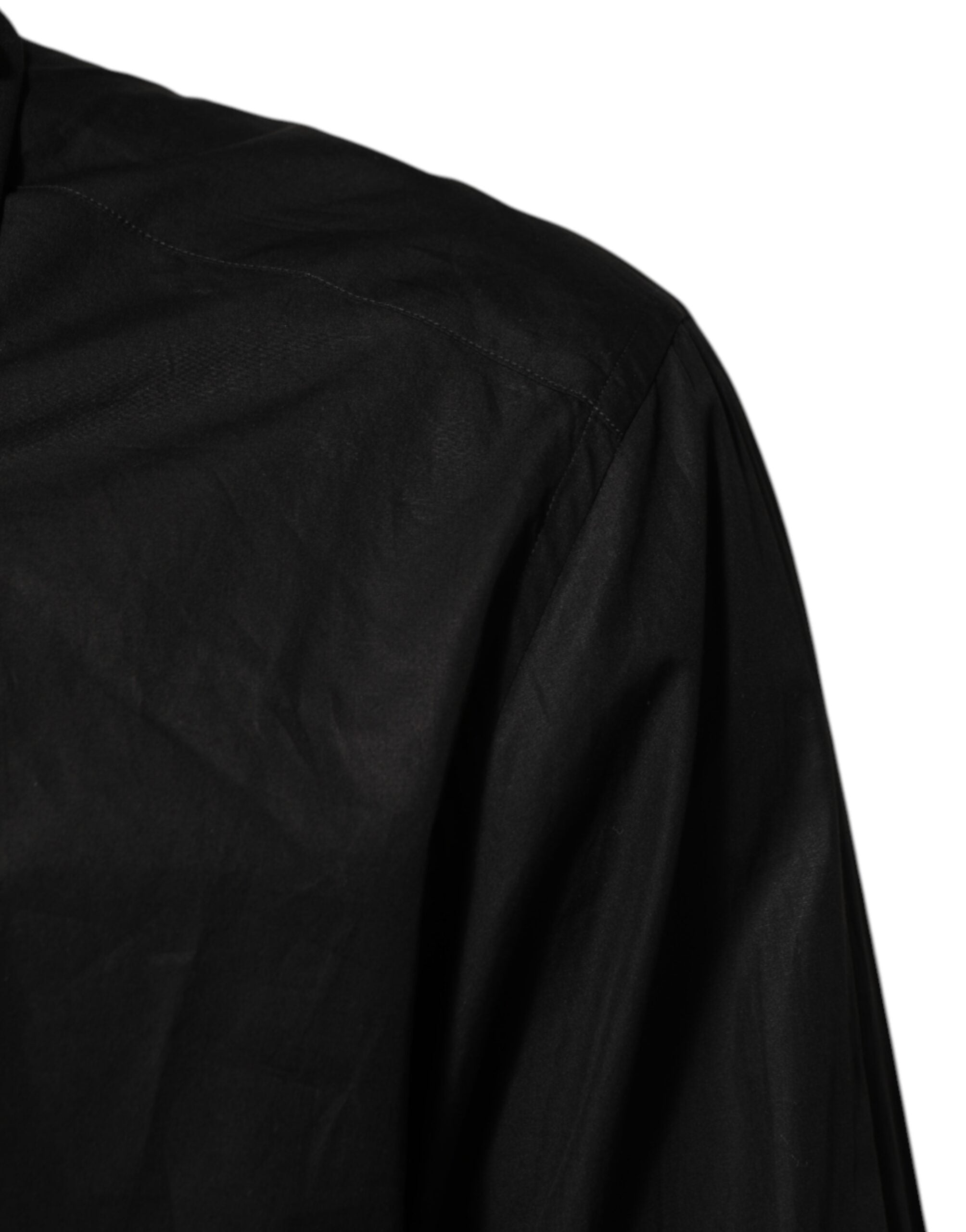 Dolce & Gabbana Black Cotton Embellished Collar Men’s Shirt Dolce & Gabbana