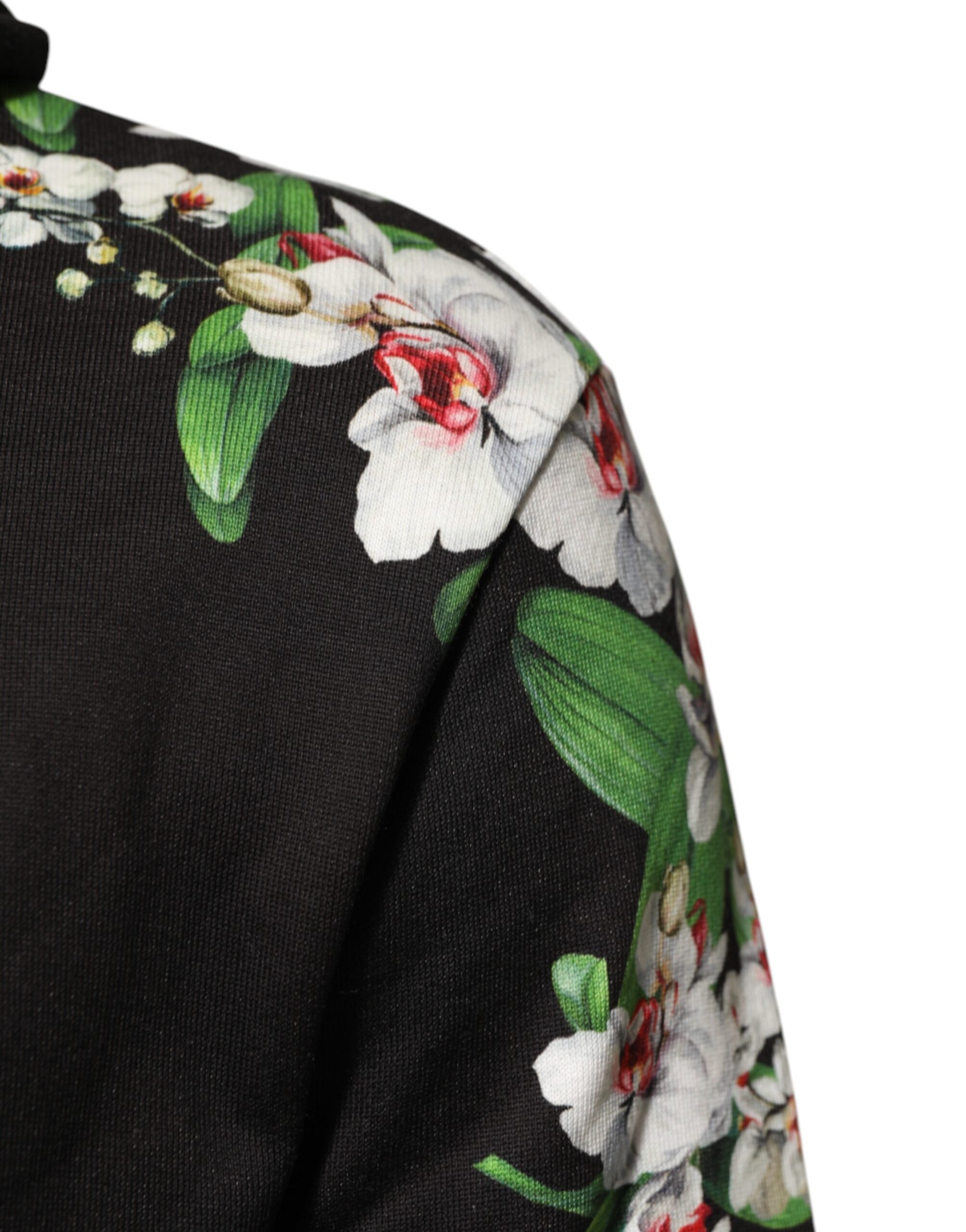 Dolce & Gabbana KING Black Orchid Floral Crown Logo Hoodie Sweater Dolce & Gabbana
