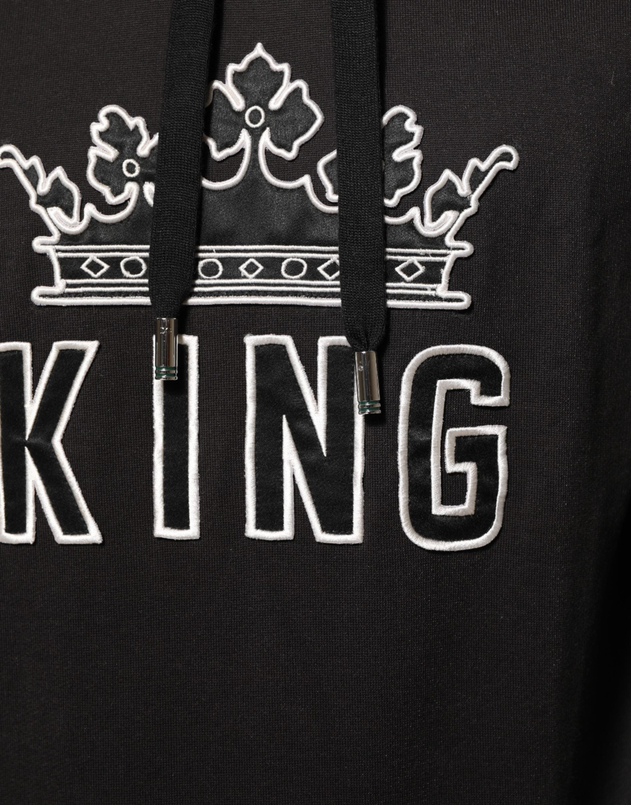 Dolce & Gabbana KING Black Orchid Floral Crown Logo Hoodie Sweater Dolce & Gabbana