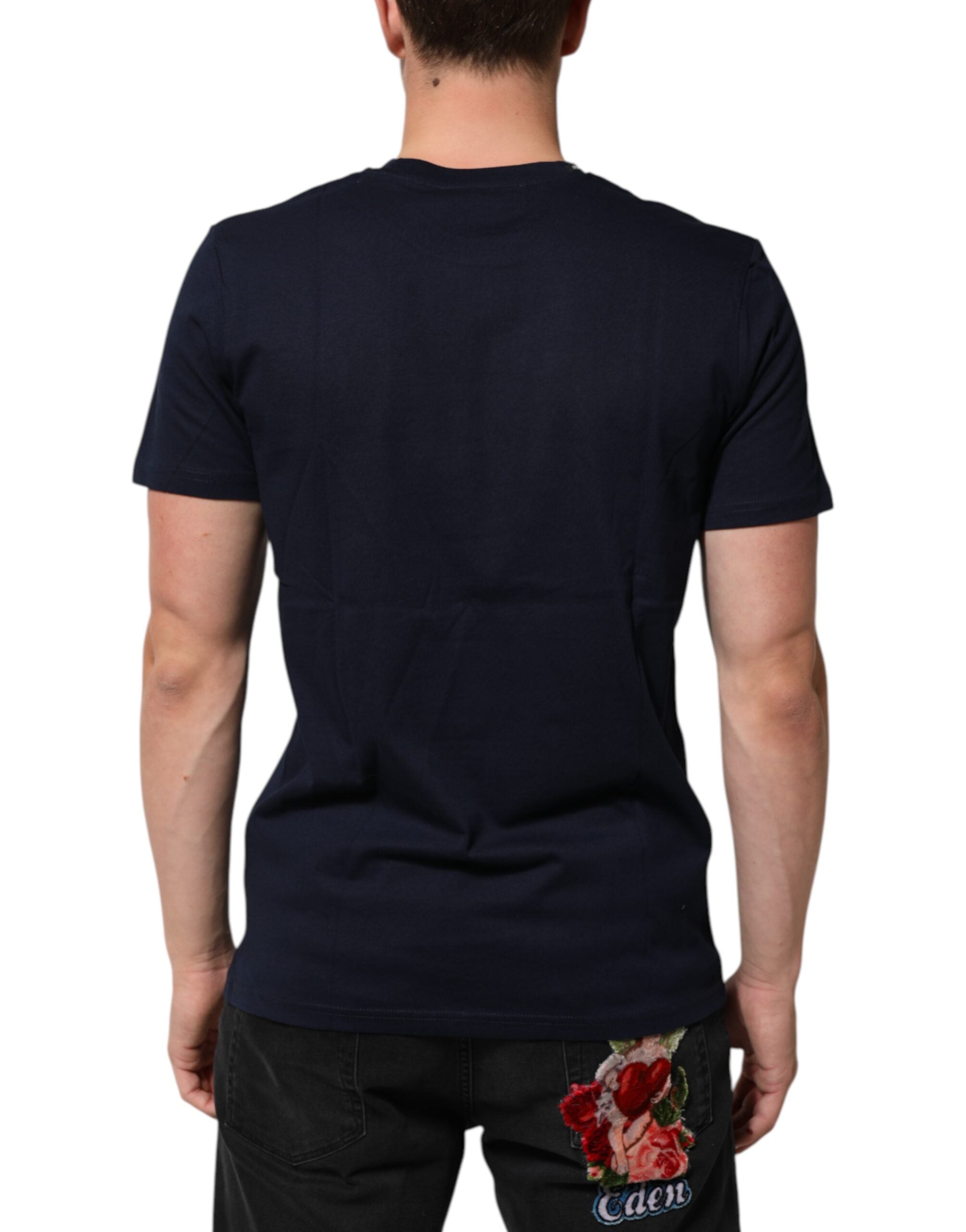 Dolce & Gabbana Dark Blue Cotton DG Logo Print Men’s Top T-shirt Dolce & Gabbana