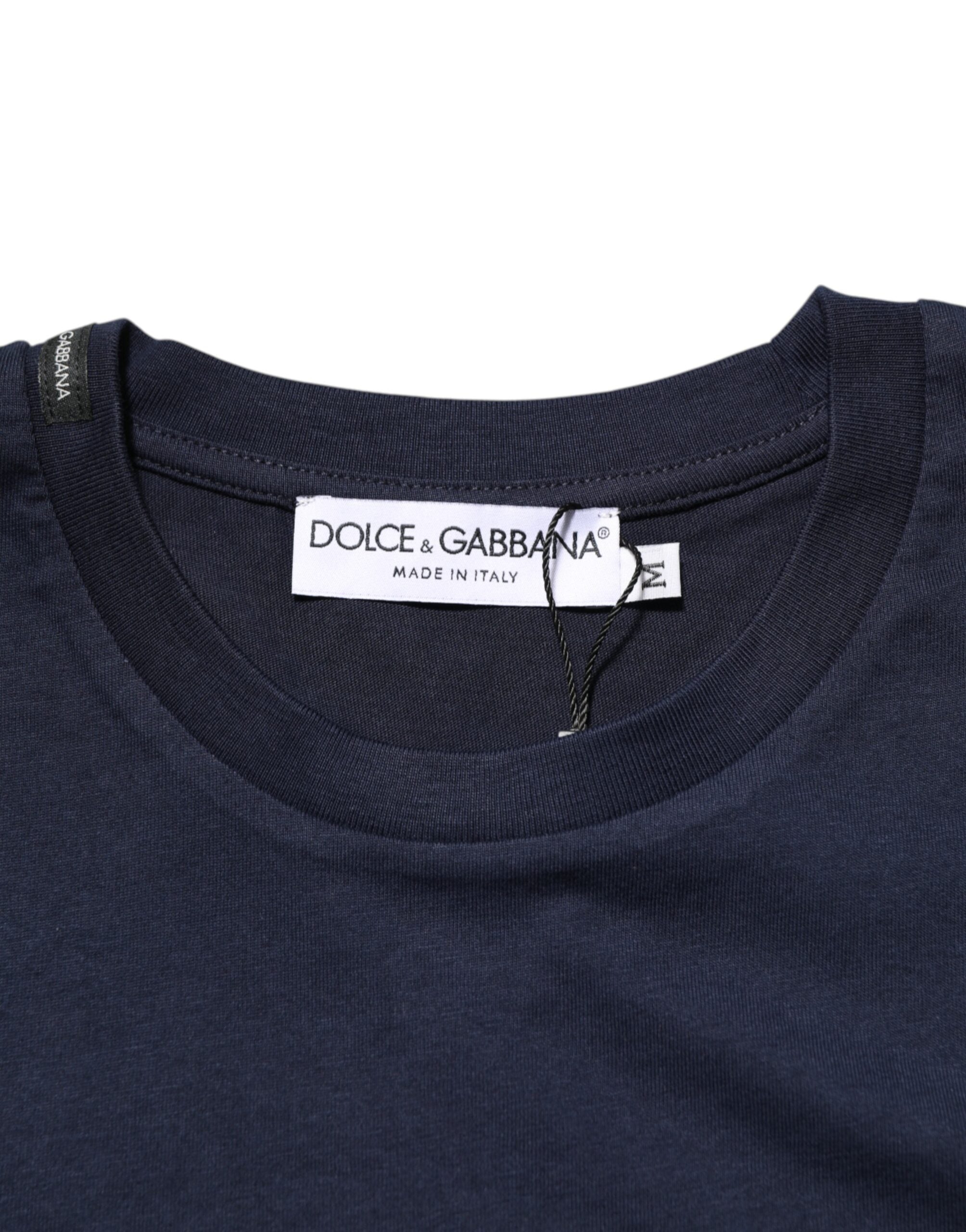 Dolce & Gabbana Dark Blue Cotton DG Logo Print Men’s Top T-shirt Dolce & Gabbana