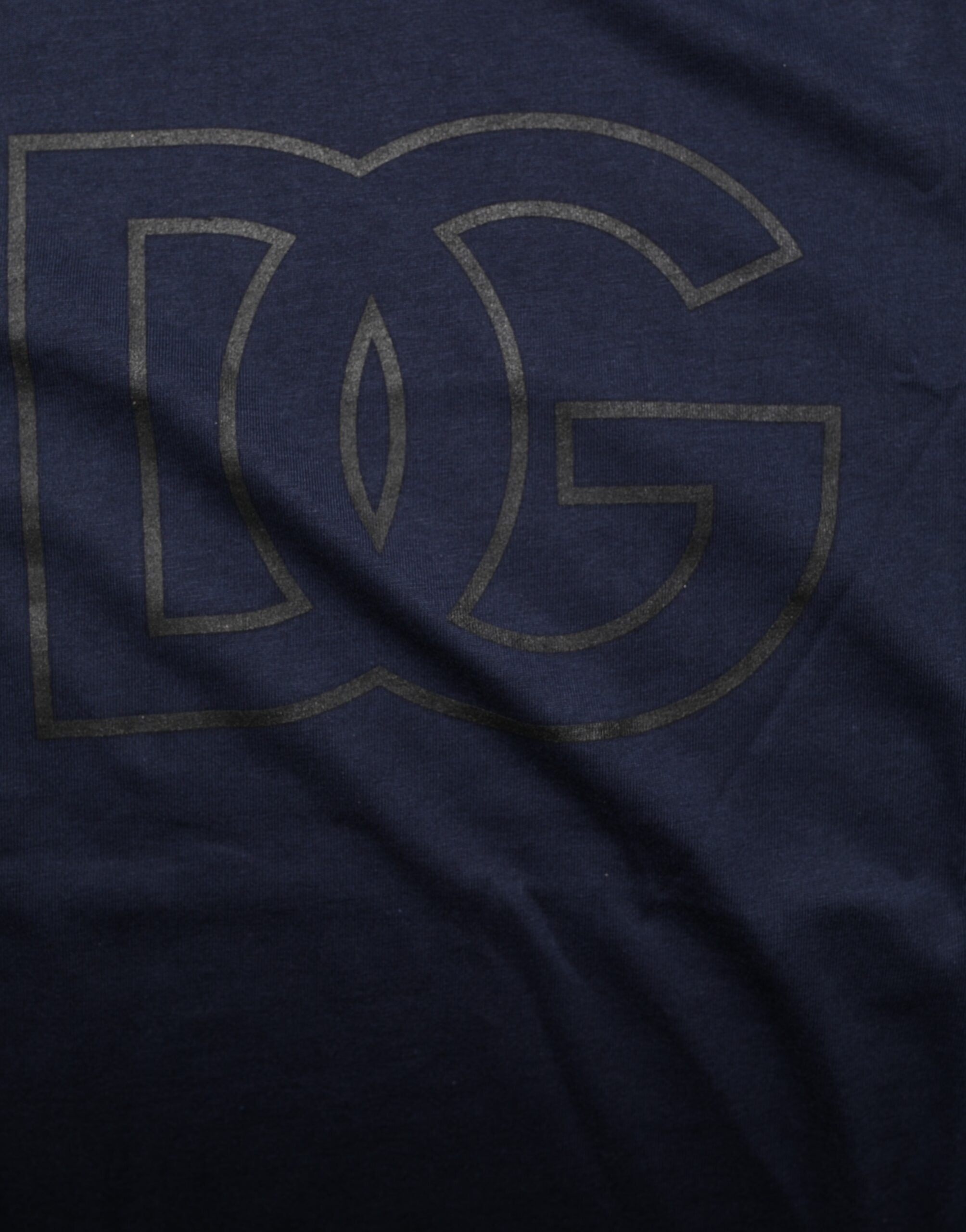 Dolce & Gabbana Dark Blue Cotton DG Logo Print Men’s Top T-shirt Dolce & Gabbana