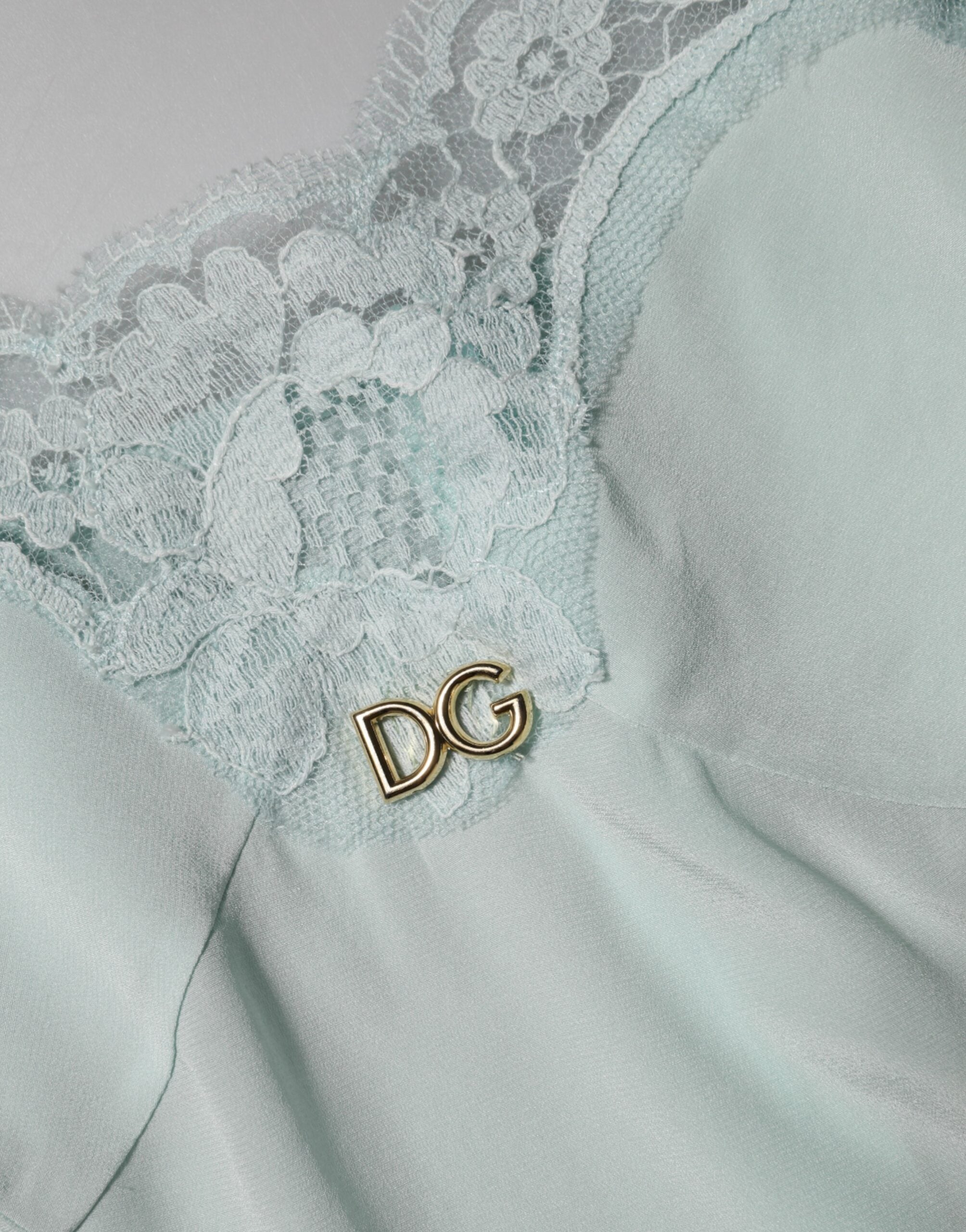 Dolce & Gabbana Light Blue Silk Lace Midi Bodycon Slip Dress Dolce & Gabbana