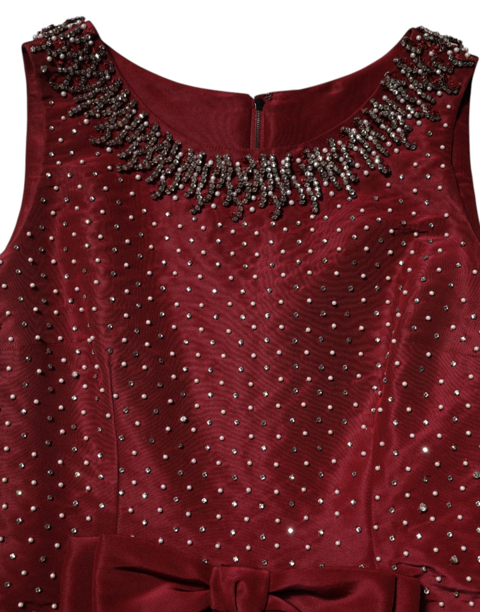 Dolce & Gabbana Burgundy Silk Beaded Evening Gown Dress Dolce & Gabbana