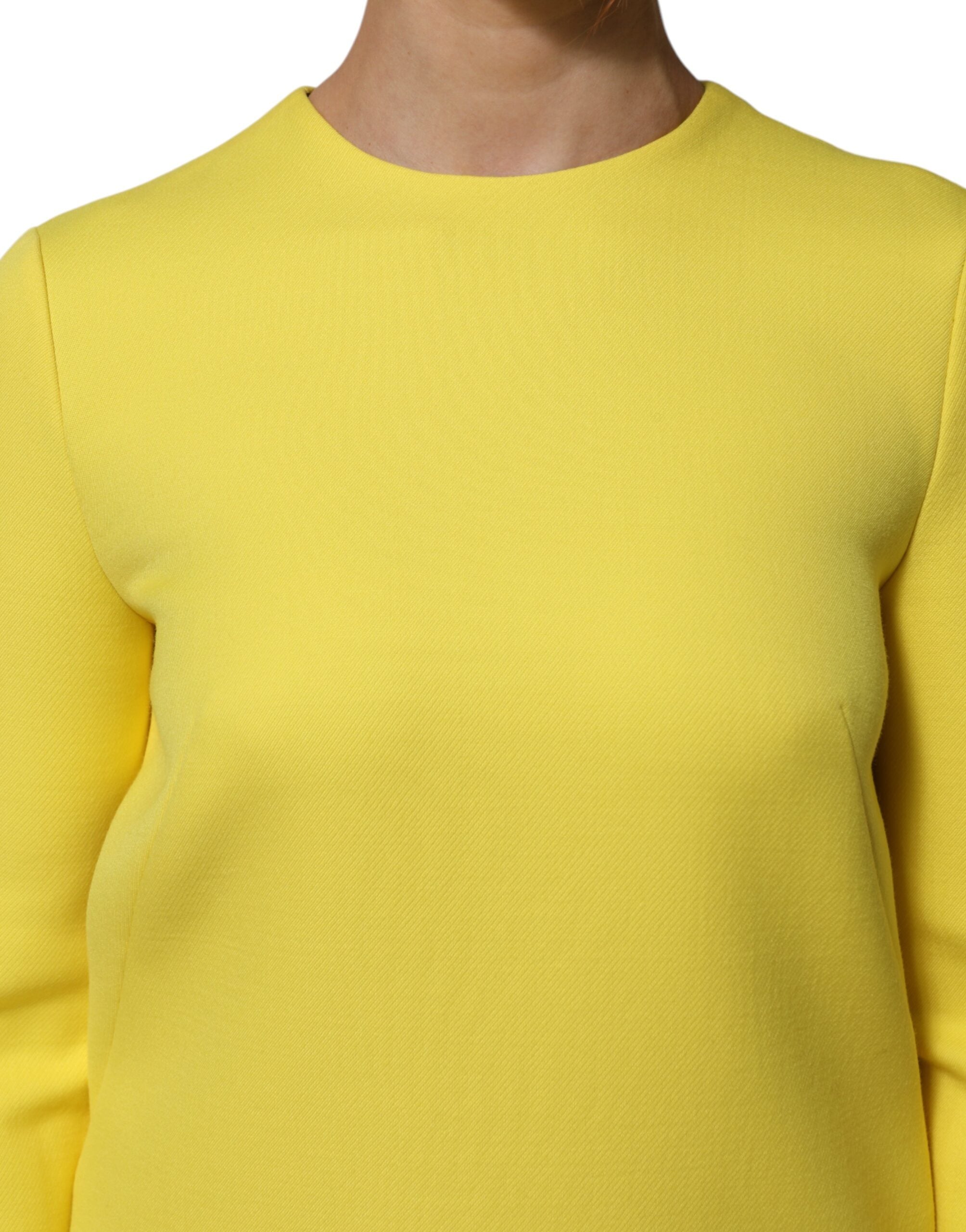 Dolce & Gabbana Yellow Viscose Acetate Mini Long Sleeve Dress Dolce & Gabbana