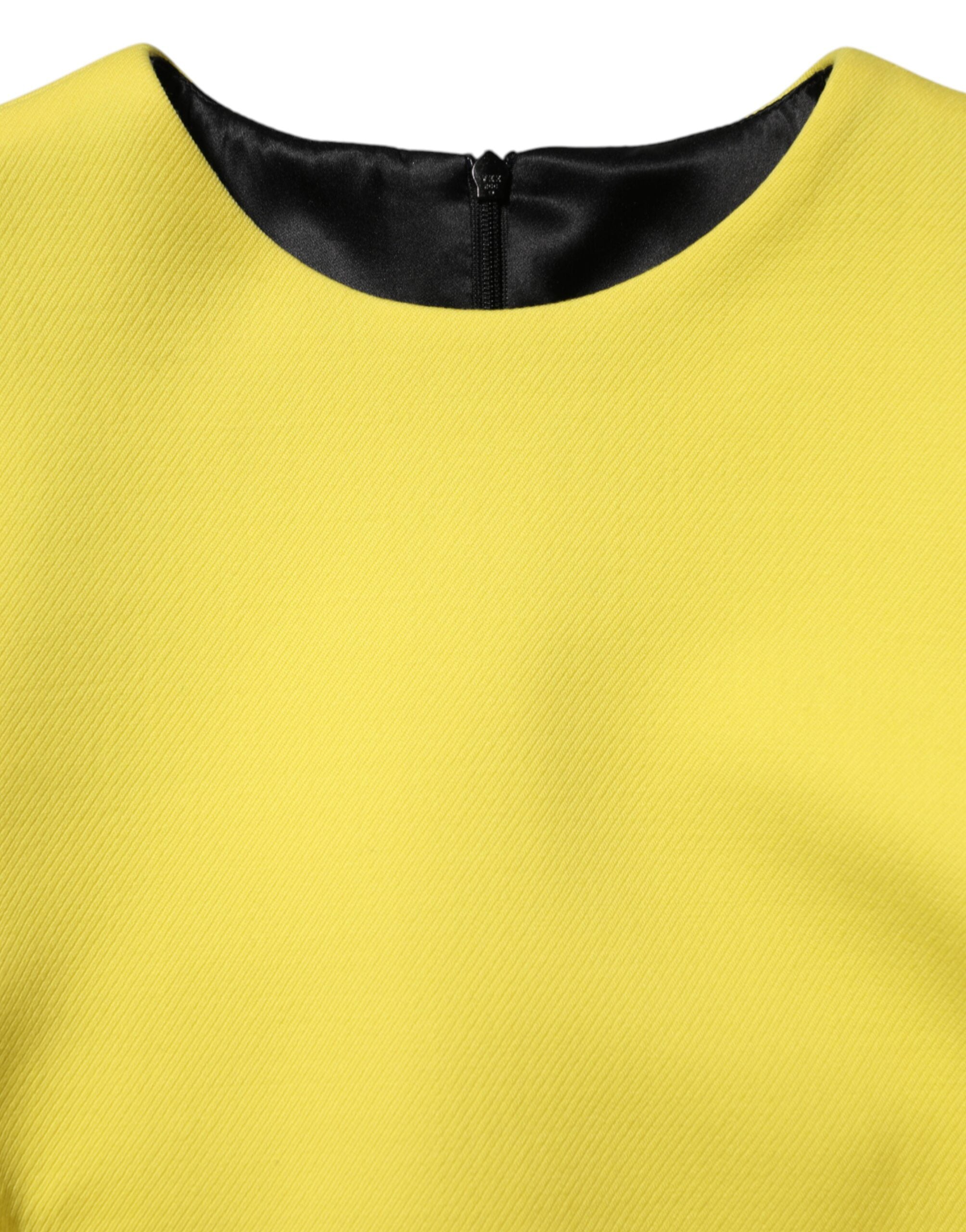 Dolce & Gabbana Yellow Viscose Acetate Mini Long Sleeve Dress Dolce & Gabbana