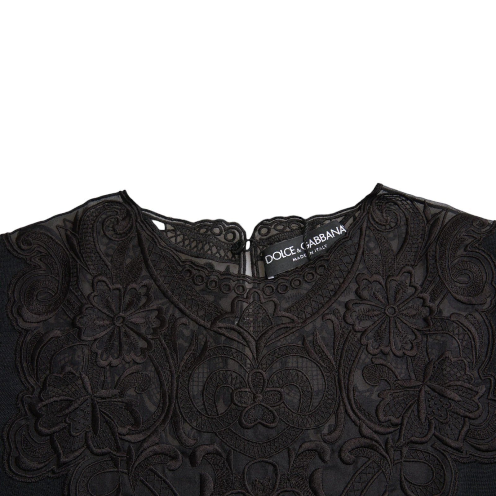 Dolce & Gabbana Black Silk Lace Trim Long Sleeves Blouse Top Dolce & Gabbana