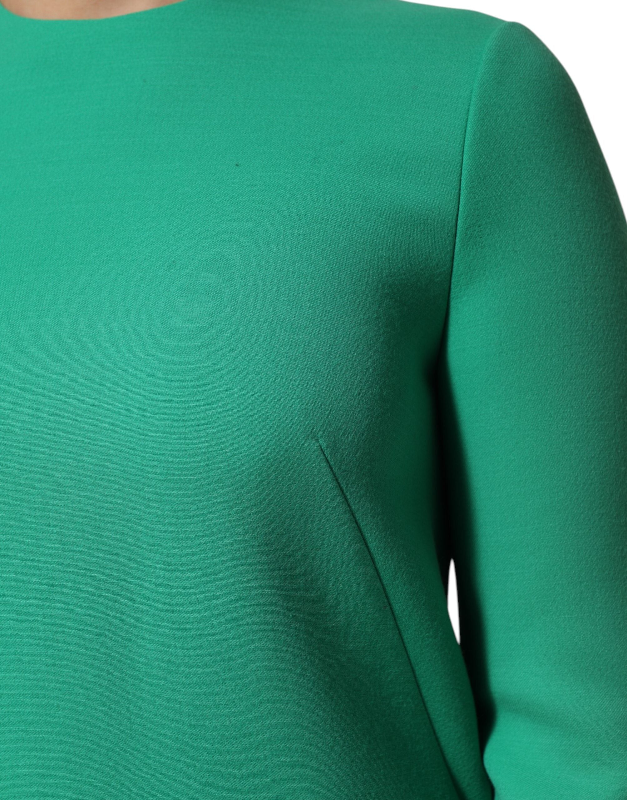 Dolce & Gabbana Green Viscose Acetate Mini Long Sleeve Dress Dolce & Gabbana