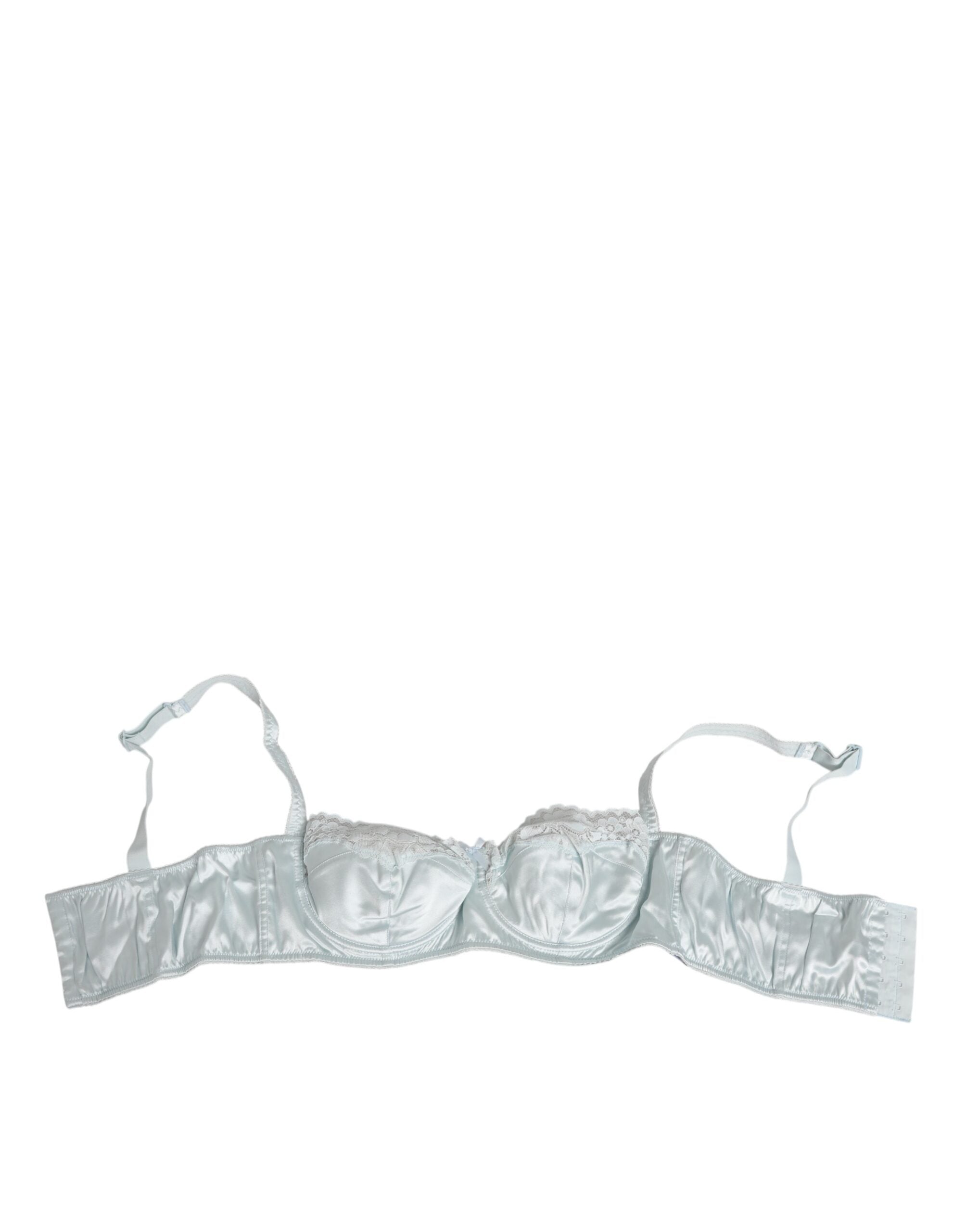 Dolce & Gabbana Light Blue Silk Semi-Padded Balconette Underwear Dolce & Gabbana