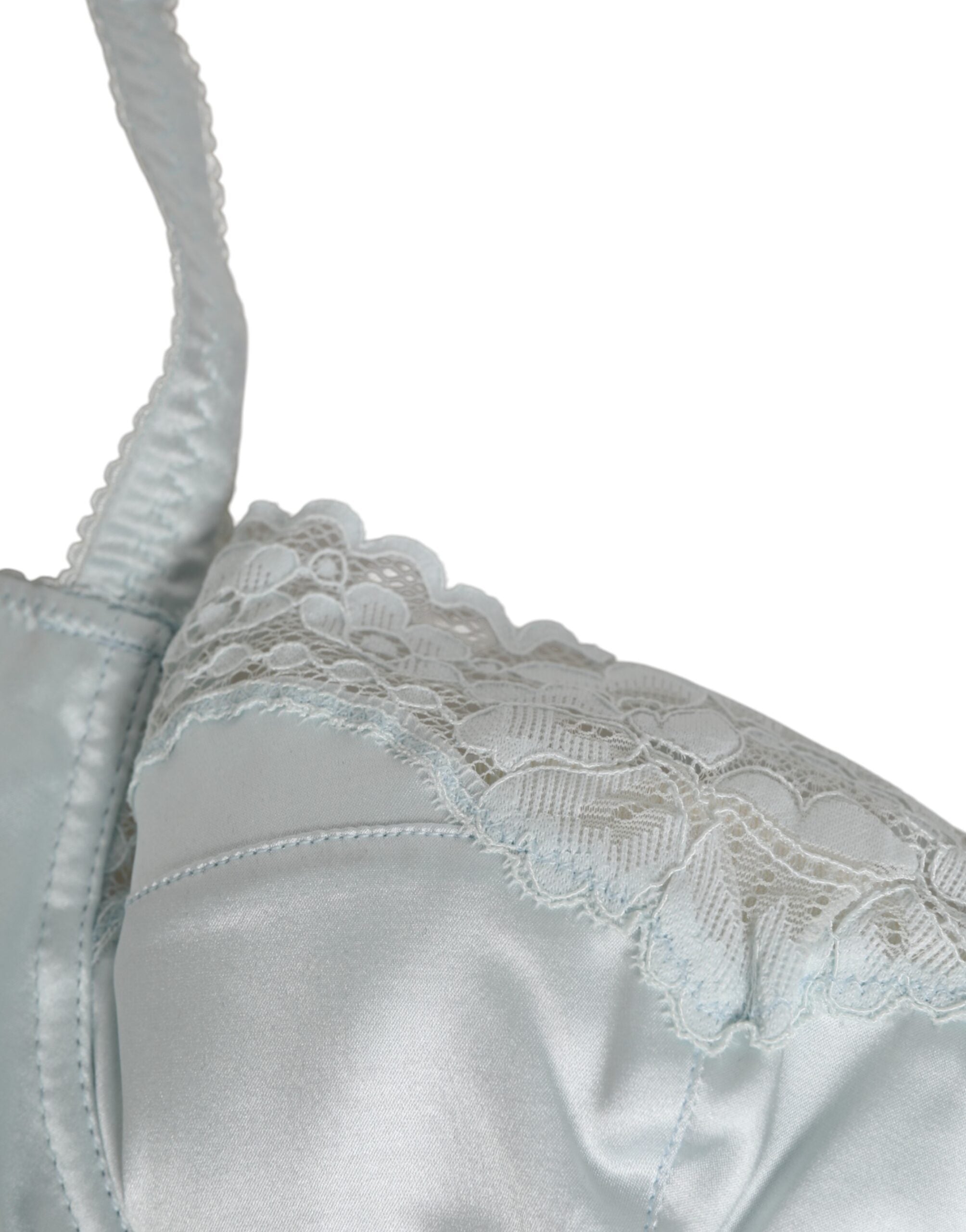 Dolce & Gabbana Light Blue Silk Semi-Padded Balconette Underwear Dolce & Gabbana